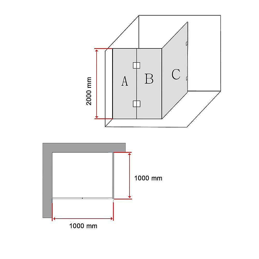 10mm Frameless Glass Shower Screen 1000x1000mm - Premium Bathroom Enclosure by Della Francesca for Modern Walk-in Showers and Spa Bathrooms