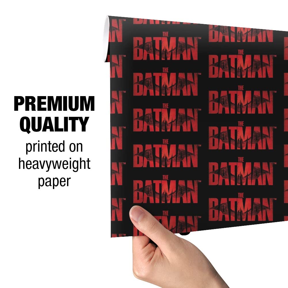The Batman Logo Gift Wrap Paper Rolls - Premium Superhero Wrapping Paper for Birthday Gifts, Christmas Presents & Party Decorations