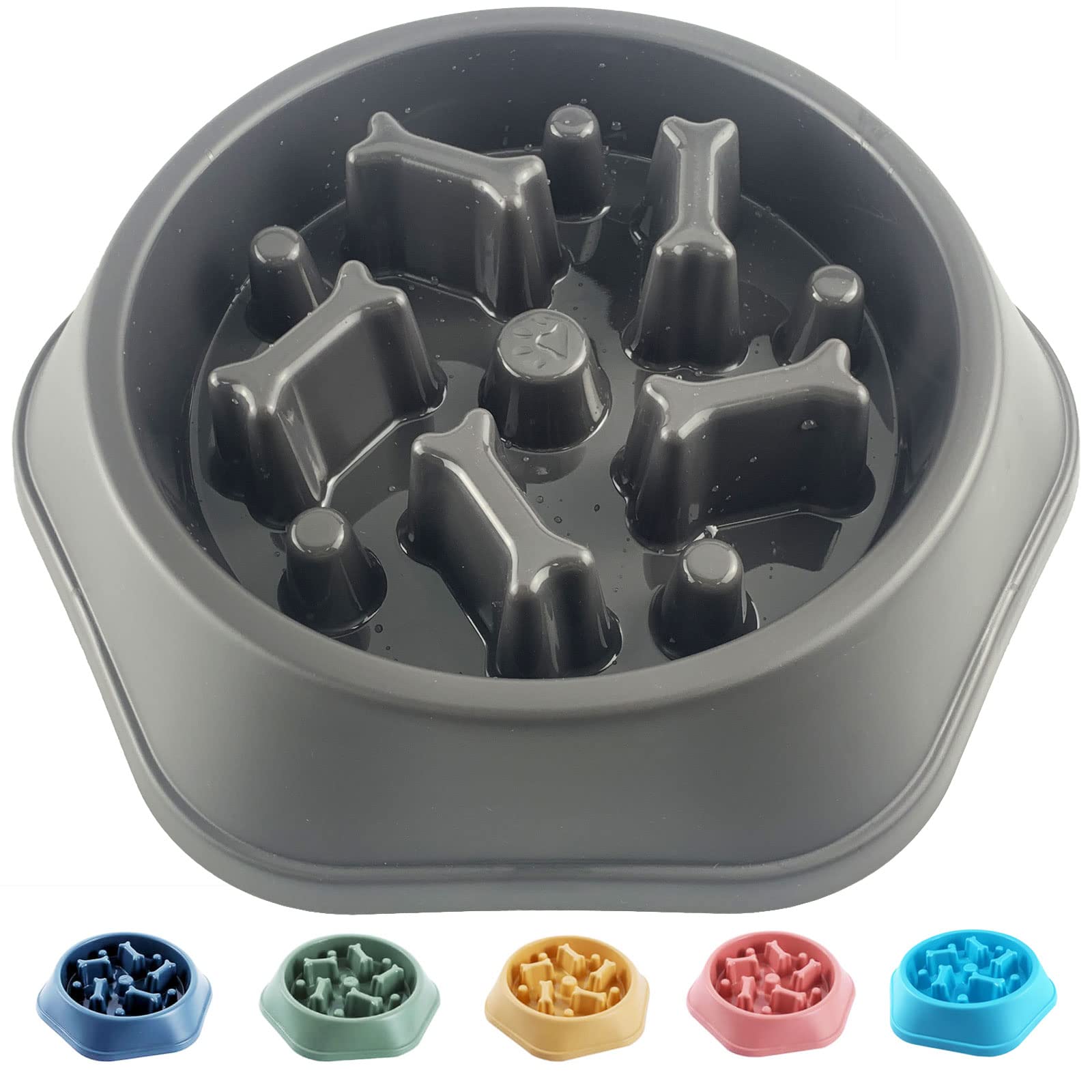 CAISHOW Slow Feeder Dog Bowl - Anti-Gulping Pet Food Dish for Healthy Eating, Interactive Bloat Stop Design, Non-Slip Base for Small & Medium Dogs - Perfect for Mealtime Fun and Preventing Digestive Issues