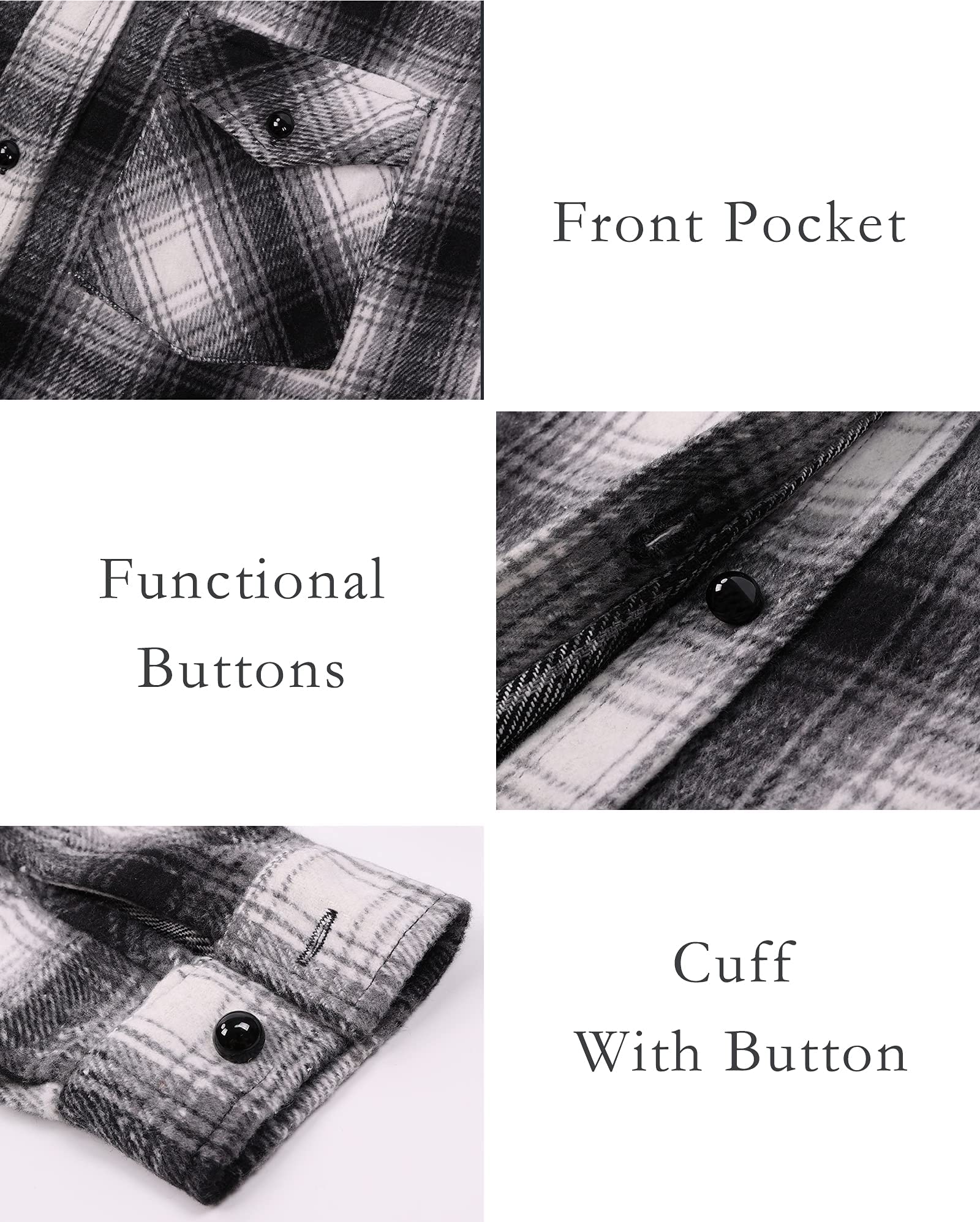 BTFBM Women's Plaid Flannel Shacket - Long Sleeve Button Down Casual Shirt Jacket for Fall & Spring | Loose Fit Blouse Top for Work, Outdoor & Daily Wear (2025 Fashion)