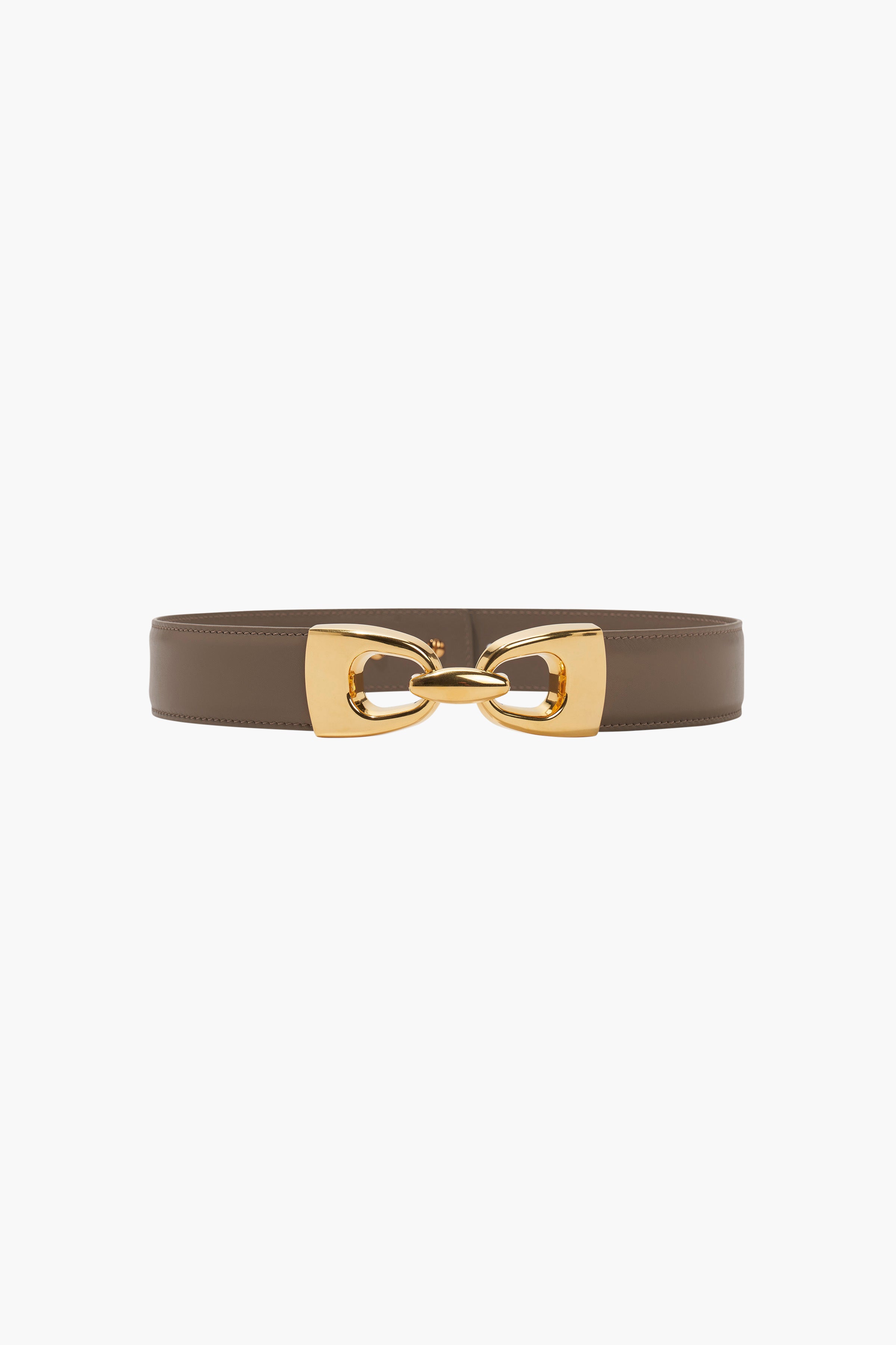 Horsebit Leather Belt in Taupe - Classic Elegant Waistband for Women | Perfect for Office, Casual Wear & Special Occasions
