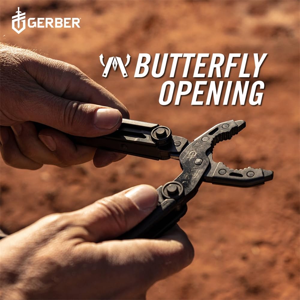 Gerber Gear Dual-Force Multitool - Heavy Duty Black Multi-Tool with Center Axis Driver, Blunt Nose Pliers, Saw & Wire Cutters - Perfect for Camping, Hiking, Survival & DIY Projects