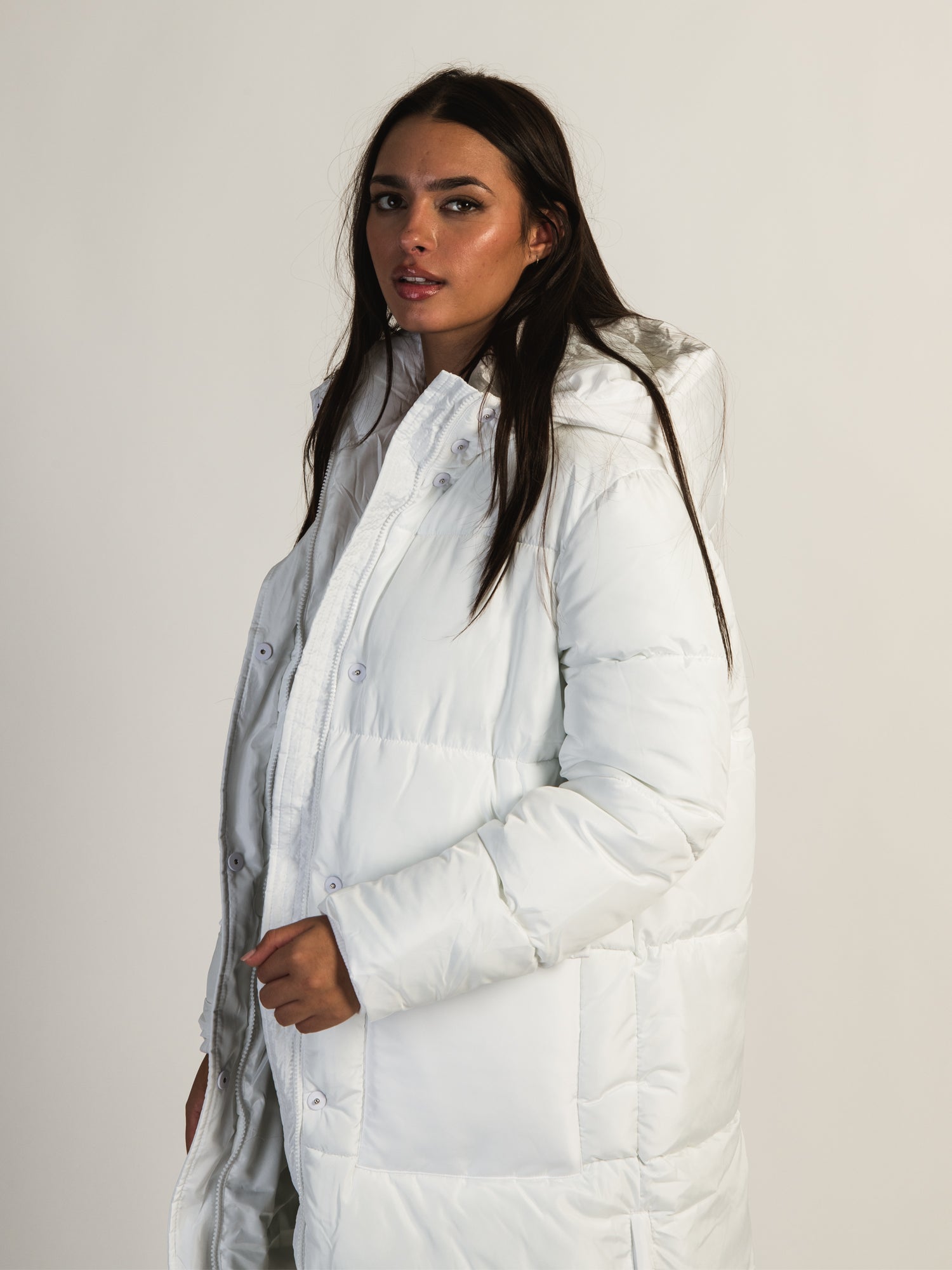 AZALEA WANG STASSI Long Hoodie Puff Jacket - Women's Winter Coat with Fleece Lining for Outdoor Activities and Streetwear Fashion