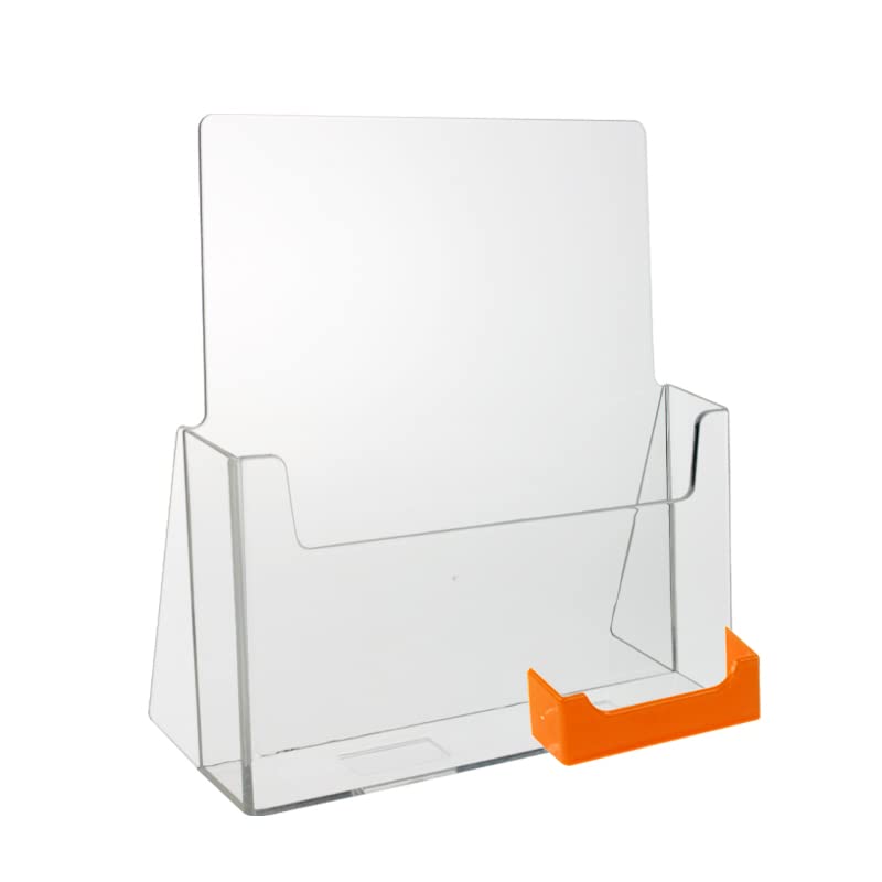 8.5 x 11 Inch Large Brochure Holders with Business Card Slots - 8 Pack Orange - Perfect for Offices, Trade Shows & Retail Displays