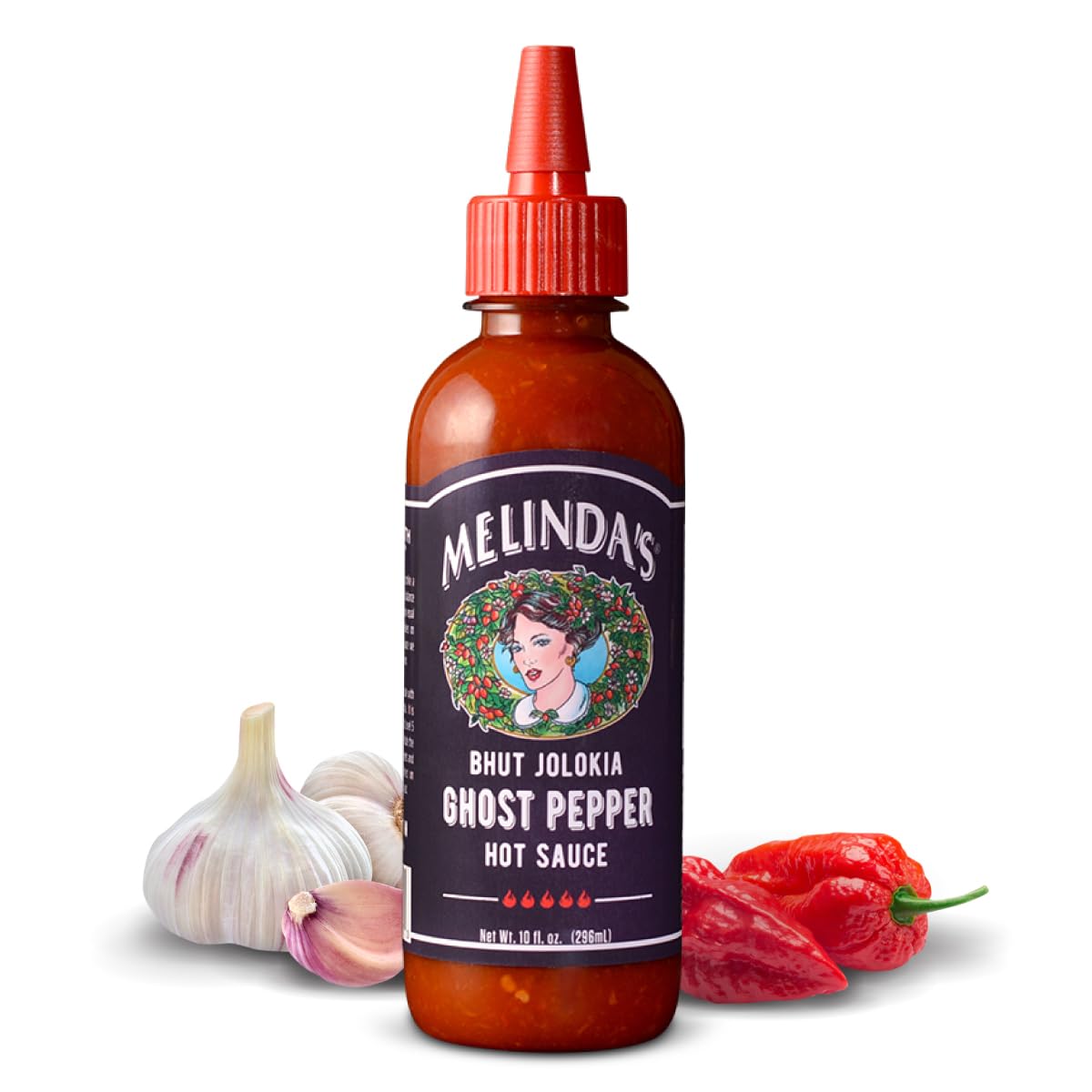 Melinda’s Ghost Pepper Hot Sauce – Extra Spicy Gourmet Hot Sauce with Fresh Ghost Peppers (Bhut Jolokia), Habanero, Carrot, Garlic & Lime Juice – 10oz Squeeze Bottle (1 Pack) – Perfect for Wings, Tacos, Burgers & Spicy Food Lovers