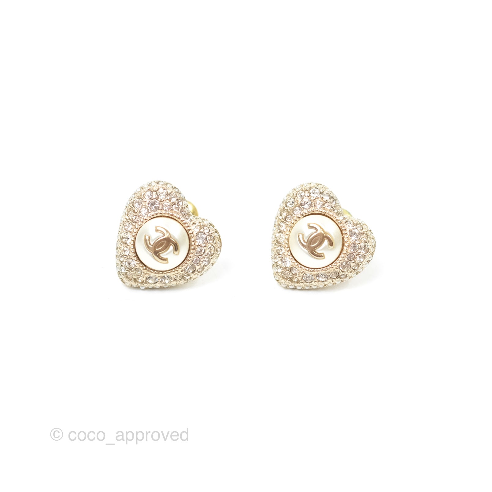 Chanel CC Pearl Crystal Earrings in Gold Tone - Luxury Fashion Jewelry for Women | Perfect for Parties, Weddings & Special Occasions