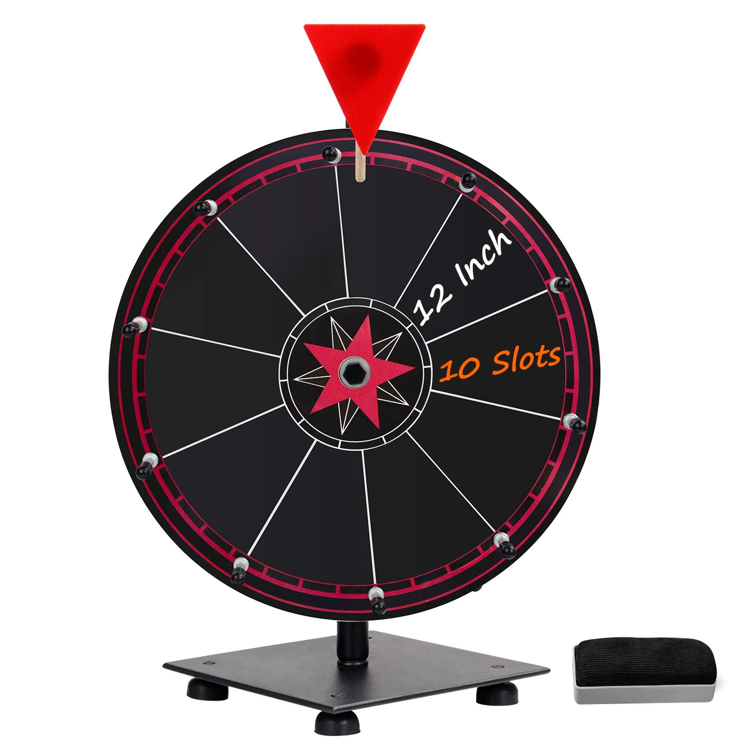 10-Slot Color Prize Spinning Wheel with Eraser & Stand - 12 Inch Tabletop Roulette Wheel for Carnival Games, Casino Nights, Trade Shows & Classroom Activities | Perfect for Prize Giveaways, Decision Making & Party Entertainment