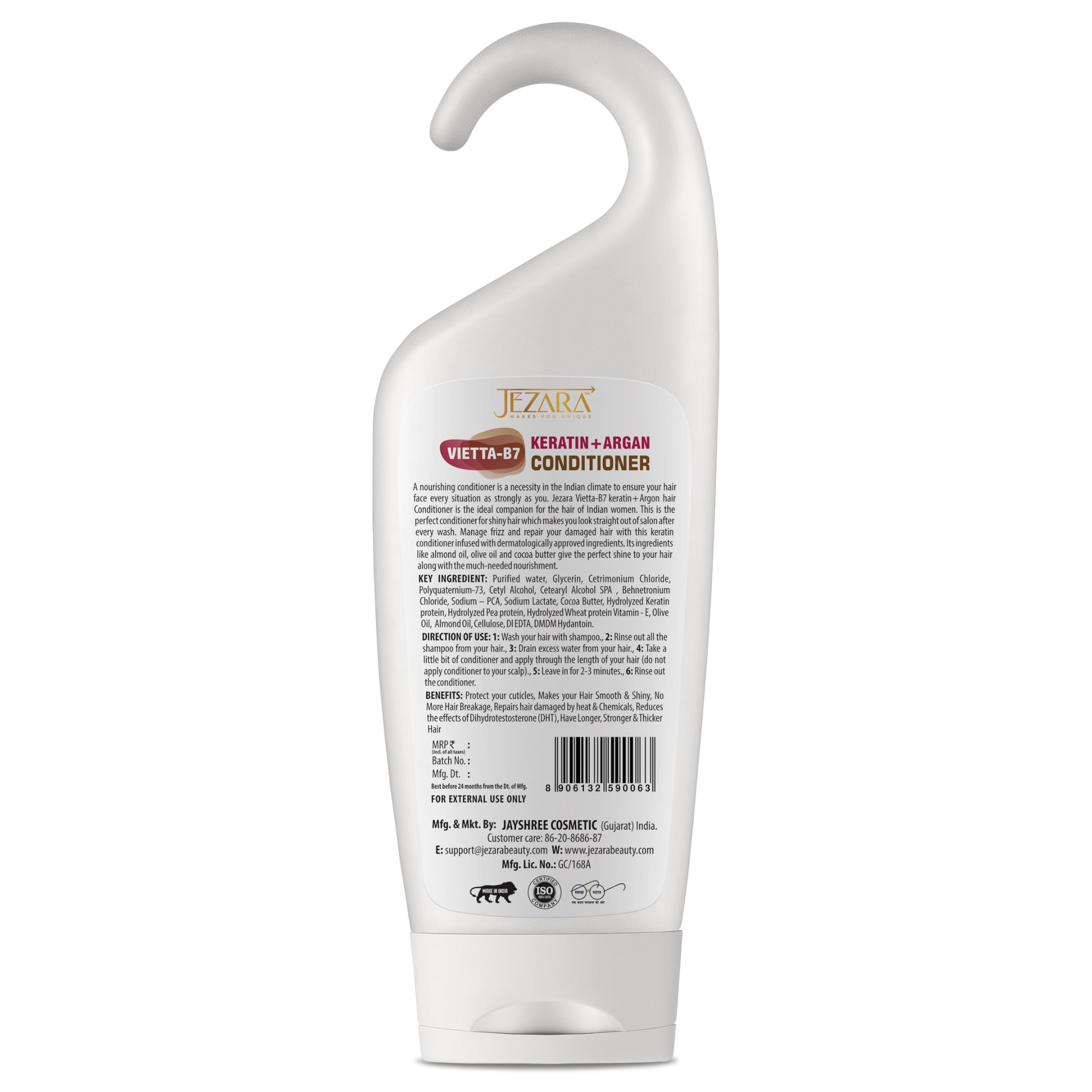 JEZARA Vietta-B7 Keratin-Based Onion & Argan Hair Conditioner - Strengthens & Repairs Damaged Hair for Men & Women | Adds Shine & Softness | 200ml | Perfect for Daily Use & Salon-Quality Results at Home