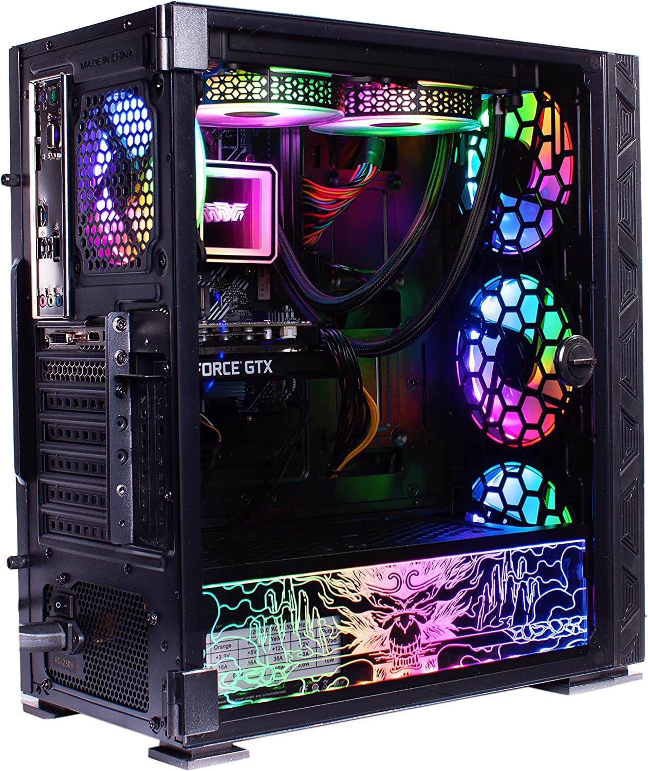 Veno Scorp Gaming PC - Intel Core i7-6700 3.9GHz, 16GB RAM, GT 730 2GB GPU, 256GB M.2 SSD + 1TB HDD, 500W 80+ PSU, NEONZILLA 4x ARGB Fans, 240MM Liquid Cooling, WiFi, Windows 11 - Perfect for Esports, Streaming & High-Performance Gaming
