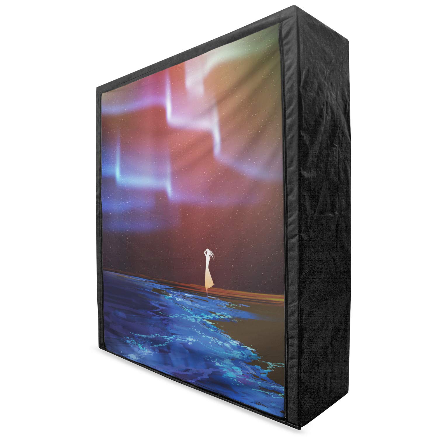 Ambesonne Fantasy Portable Fabric Wardrobe with Psychedelic Aurora Borealis Print - 59