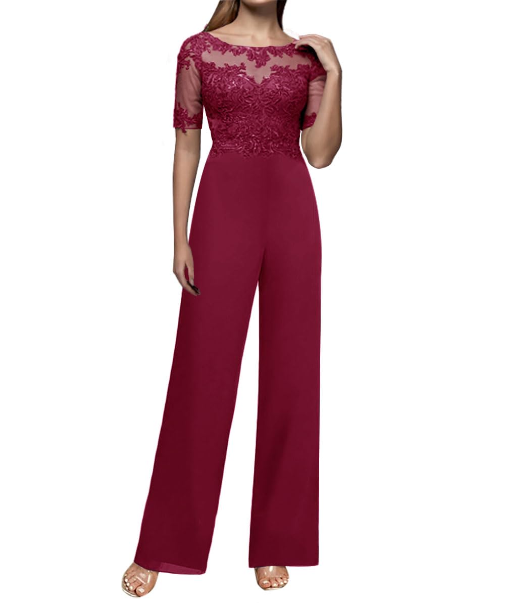 Elegant JAEDEN Mother of The Bride Jumpsuits & Lace Pantsuits - Chiffon Evening Gowns with Sleeves for Weddings & Formal Events