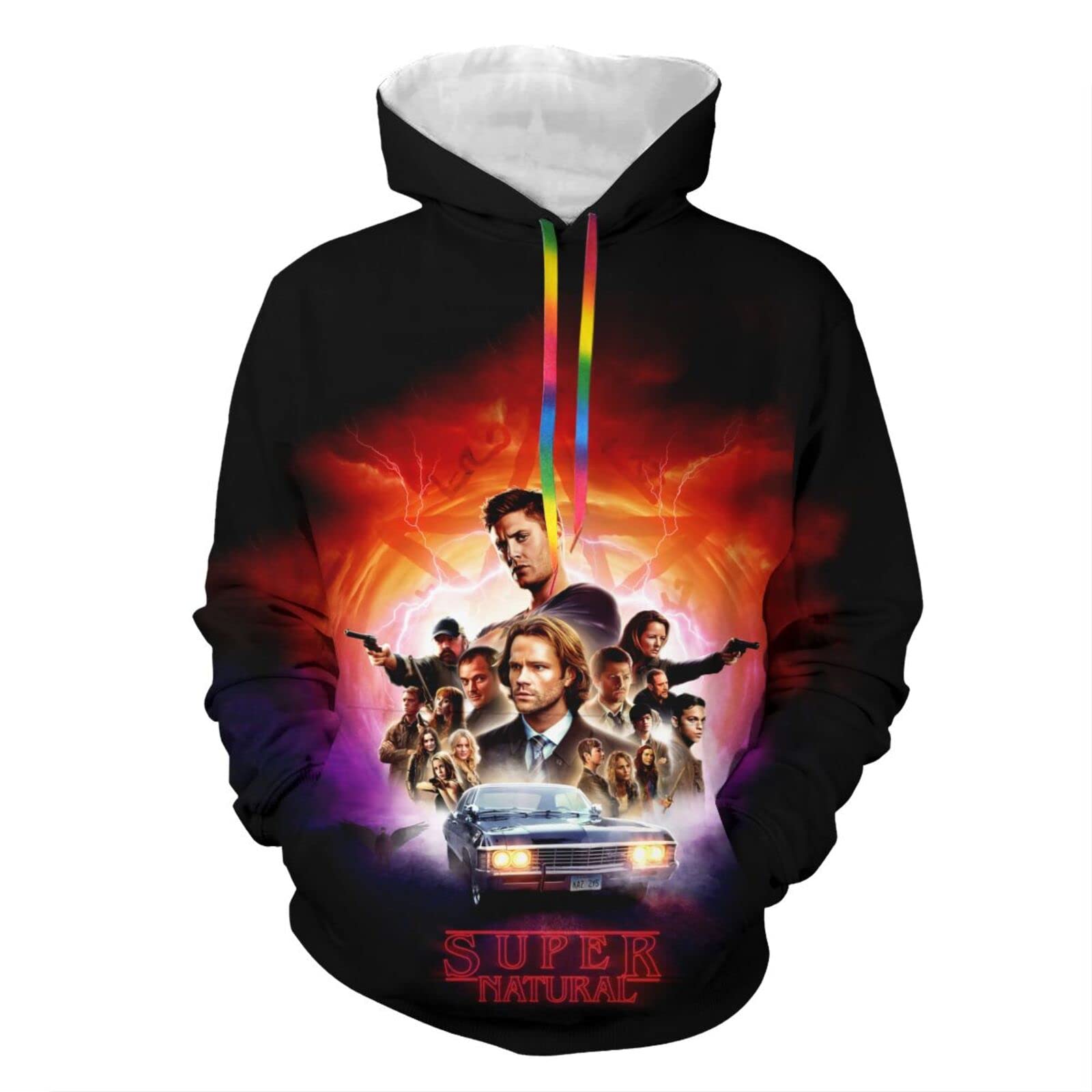 Venawy Supernatural Men's & Women's Hoodie Sweatshirt - Double-Sided Fashion Pullover with Big Pockets - Cozy Casual Wear for Street Style & Outdoor Activities
