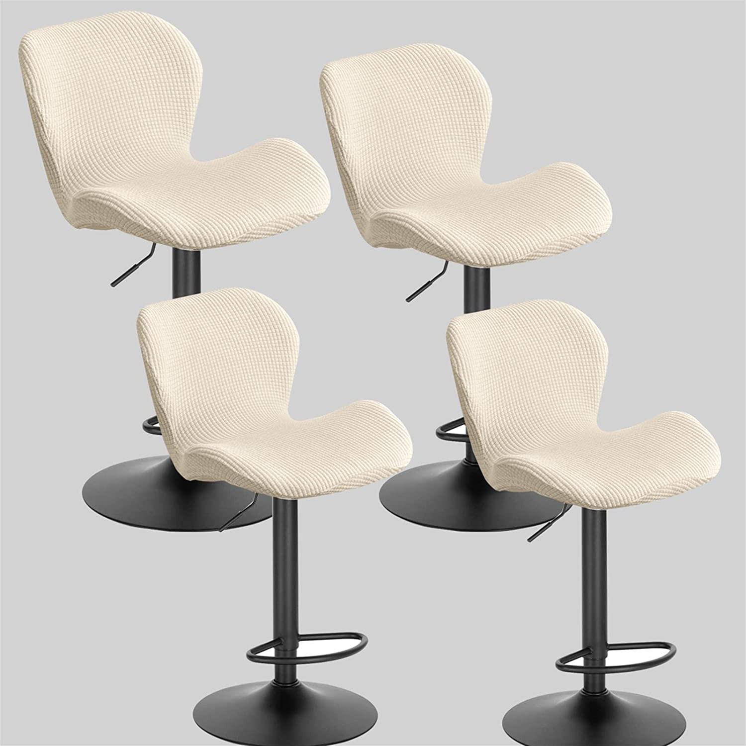 Modern Stretch Slipcovers for Bar Stools - 4pcs Curved Swivel Kitchen Chair Covers with Backrest - Fits High Bar & Counter Stools - Perfect for Dining, Breakfast Nook & Home Decor (Color: Z)