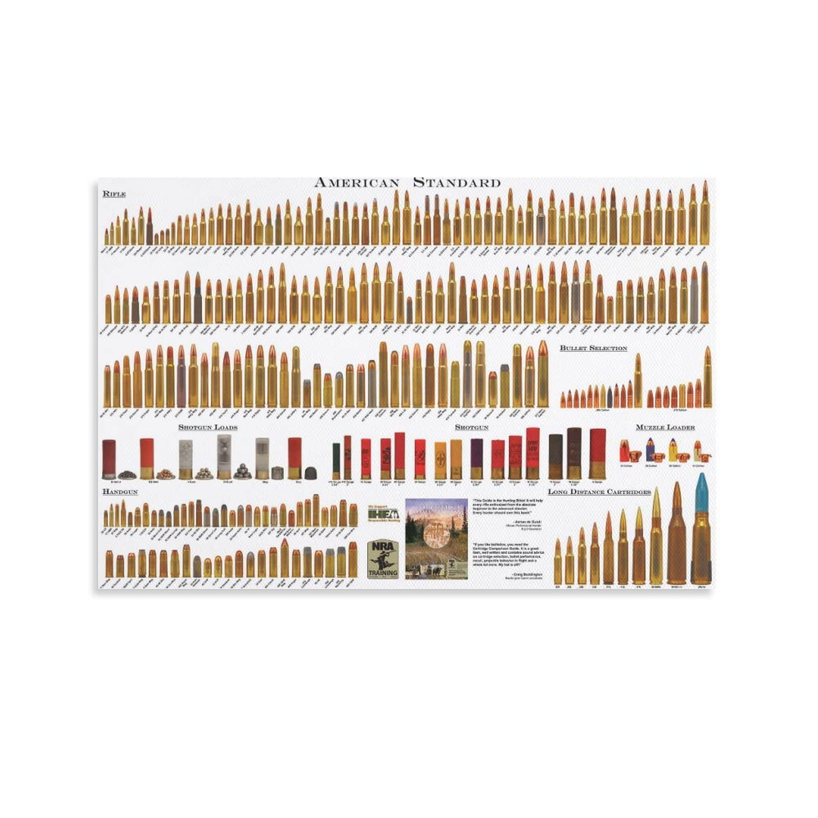American Bullet Chart Poster - Bullet Type Educational Wall Art Print - Canvas Painting for Classroom, Office & Home Decor - 24x36 inches (60x90cm) - Perfect for Bedroom, Living Room & Study Area