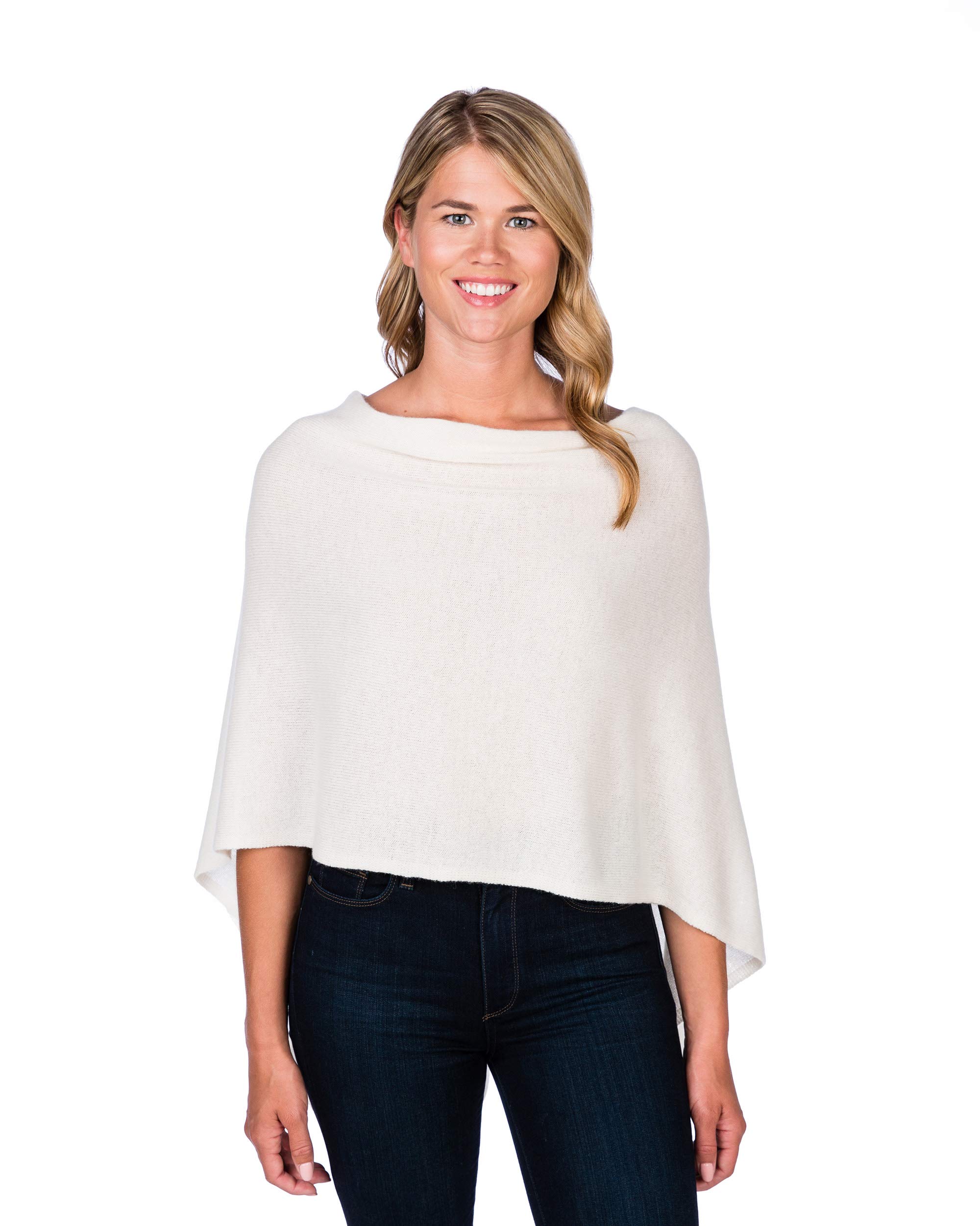 CLAUDIA NICHOLE by Alashan 100% Pure Cashmere Luxe Poncho Wrap - Ultra Soft & Lightweight Women's Fashion Shawl - Perfect for Fall, Winter & Holiday Gifts - Office, Party & Travel Essential