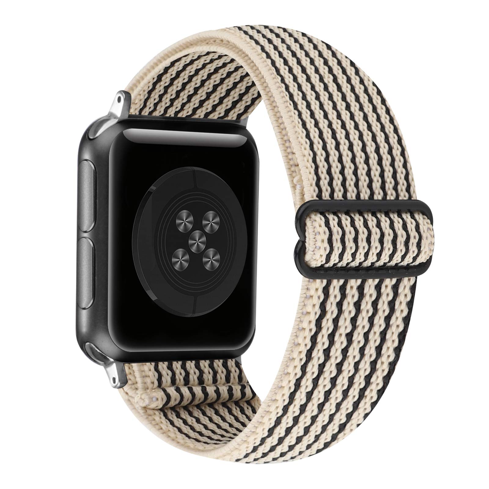 Adjustable Stretchy Solo Loop Nylon Strap for Apple Watch 38mm 40mm 41mm 42mm 44mm 45mm - Compatible with iWatch Series SE/7/6/5/4/3/2/1 - Soft Elastic Band for Workout, Running & Everyday Wear