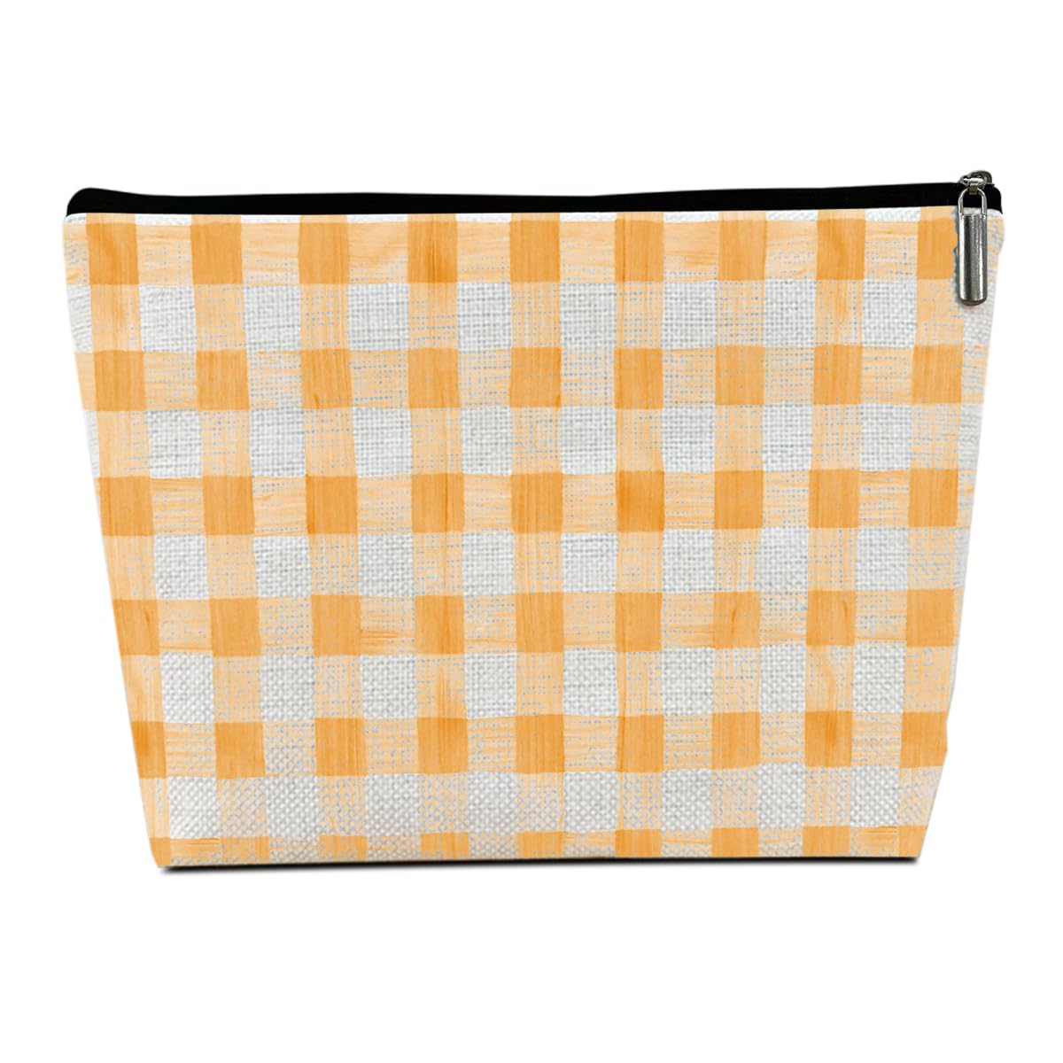 Preppy Yellow Checkered Makeup Bag - Gingham Cosmetic Pouch & Travel Organizer for Women | Perfect Christmas, Birthday, Friendship Gift for Sisters, Friends & Coworkers | Great for Travel, Daily Makeup Storage & On-the-Go Organization