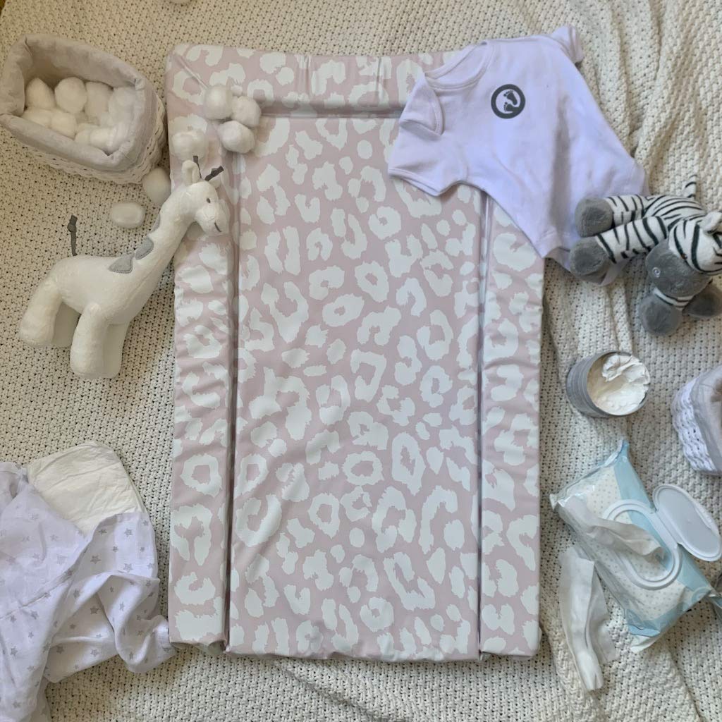 Waterproof Baby Changing Mat with Leopard Print - Soft & Portable for Diaper Changes at Home, Travel, and Nursery - Pink Leopard Design