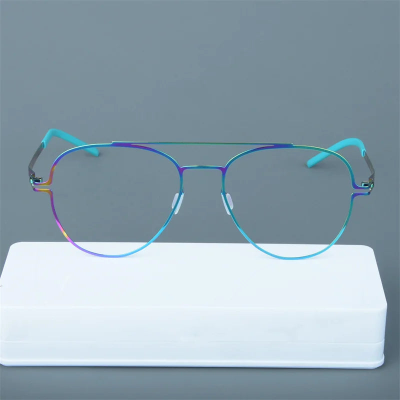 Aimee Unisex Full Rim Round Double Bridge Steel Eyeglasses 14657 | Stylish Lightweight Metal Frame Glasses for Men & Women | Perfect for Reading, Work, and Everyday Fashion