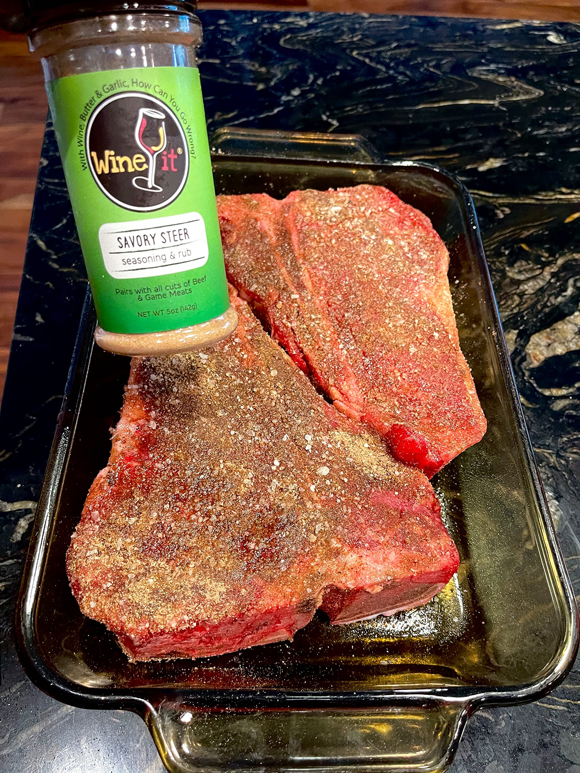 Wine It SAVORY STEER Seasoning & Rub - Premium Meat Spice Blend for Beef, Game, Tuna, Salmon & Chicken | Perfect for Grilling, BBQ, Roasting & Home Cooking