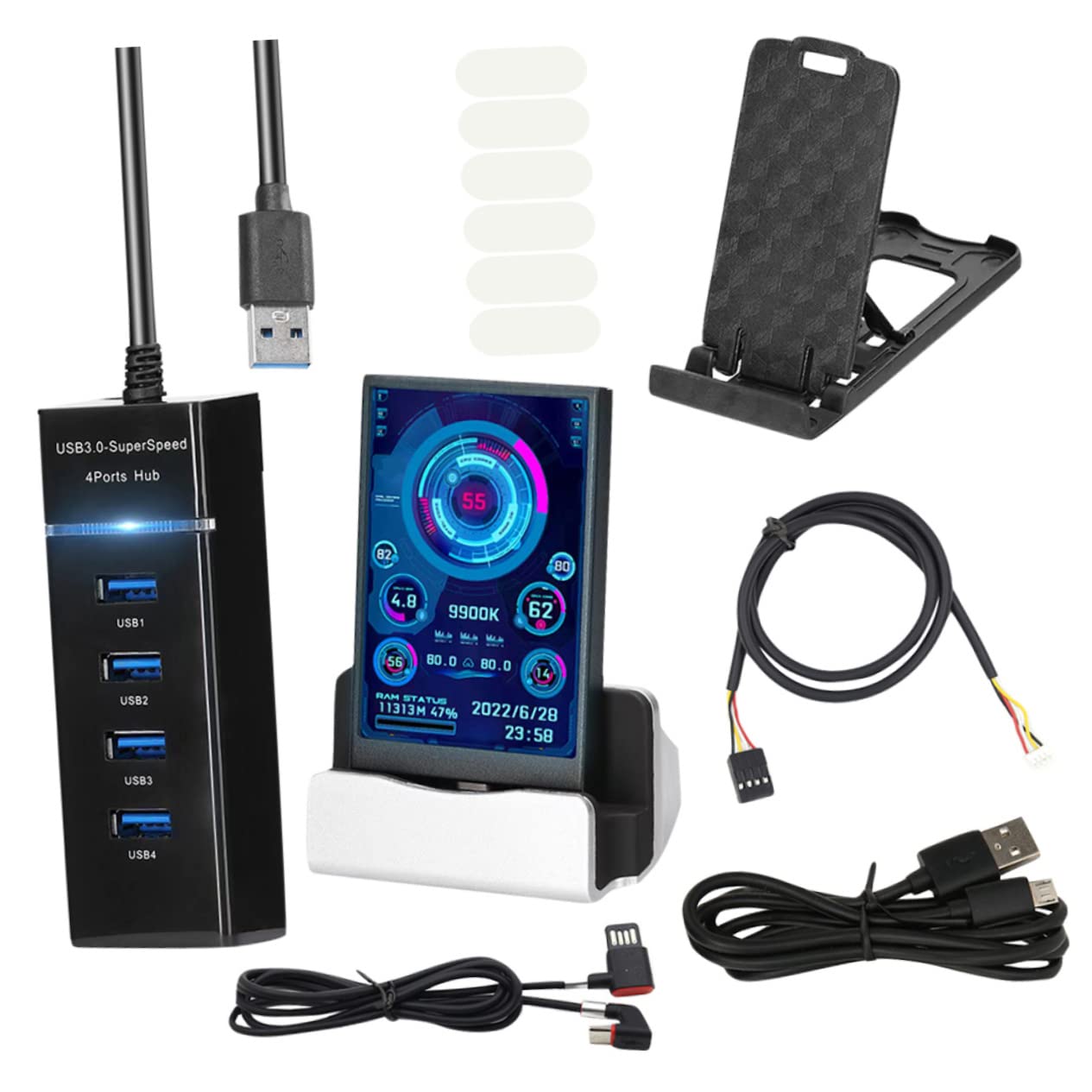OSALADI Mini Secondary LCD Screen for Computer - GPU/CPU Data Monitoring Display, Compact Case-Mounted Mini Computer Monitor - Perfect for Gaming Rigs, Workstations & Custom PC Builds