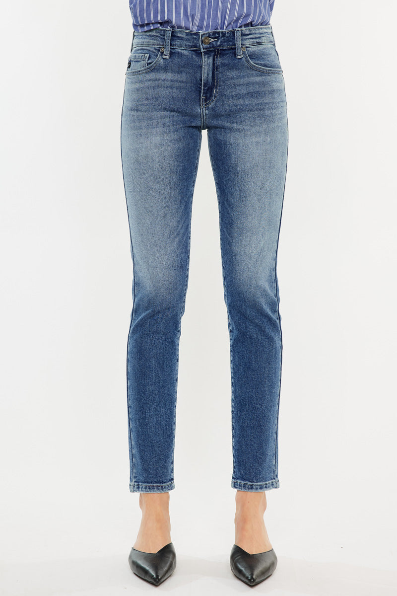 Myra Mid Rise Cigarette Leg Jeans for Women - Slim Fit Stretch Denim Pants - Comfortable & Stylish for Casual Wear, Office & Night Out