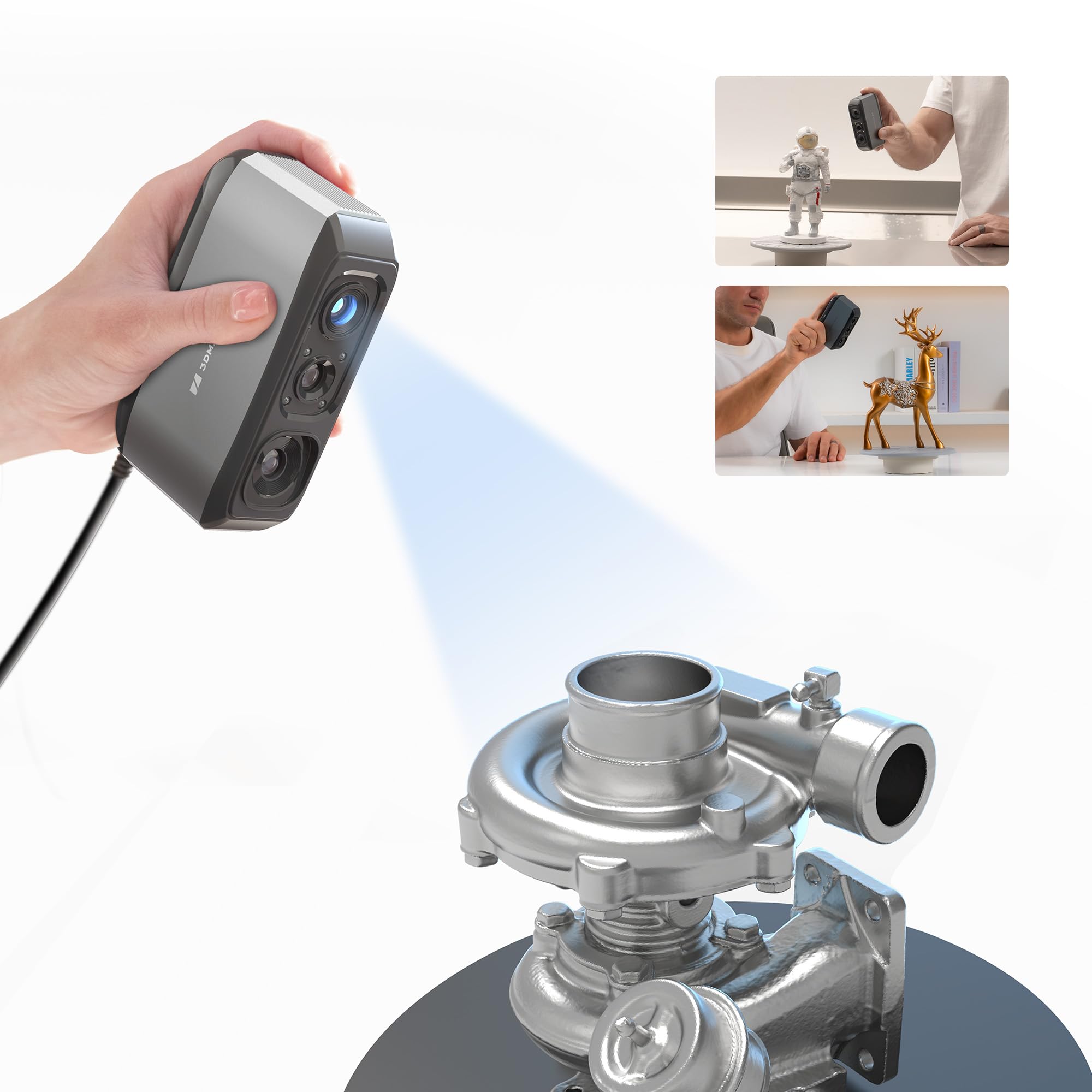 High-Precision 3D Scanner for 3D Printing - 0.03mm Accuracy Handheld 3D Model Scanner with 24-Bit Color Camera & Anti-Shake Lens - Windows/MacOS Compatible - Perfect for Product Design, Reverse Engineering & 3D Printing Projects (Moose Standard Model)