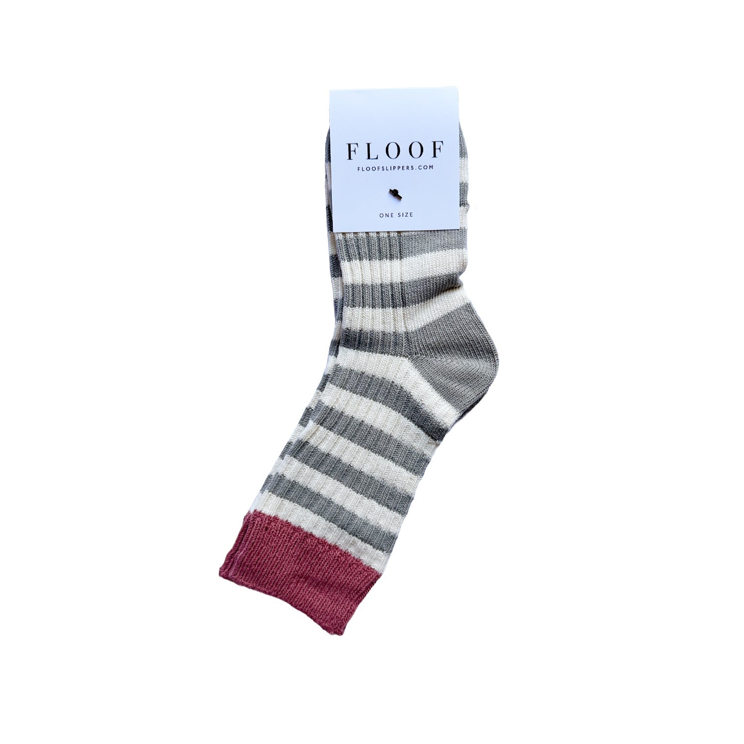 FLOOF Retro Striped Socks - Grey Vintage Style Cotton Crew Socks for Men & Women | Perfect for Casual Wear, Lounge & Gift Giving