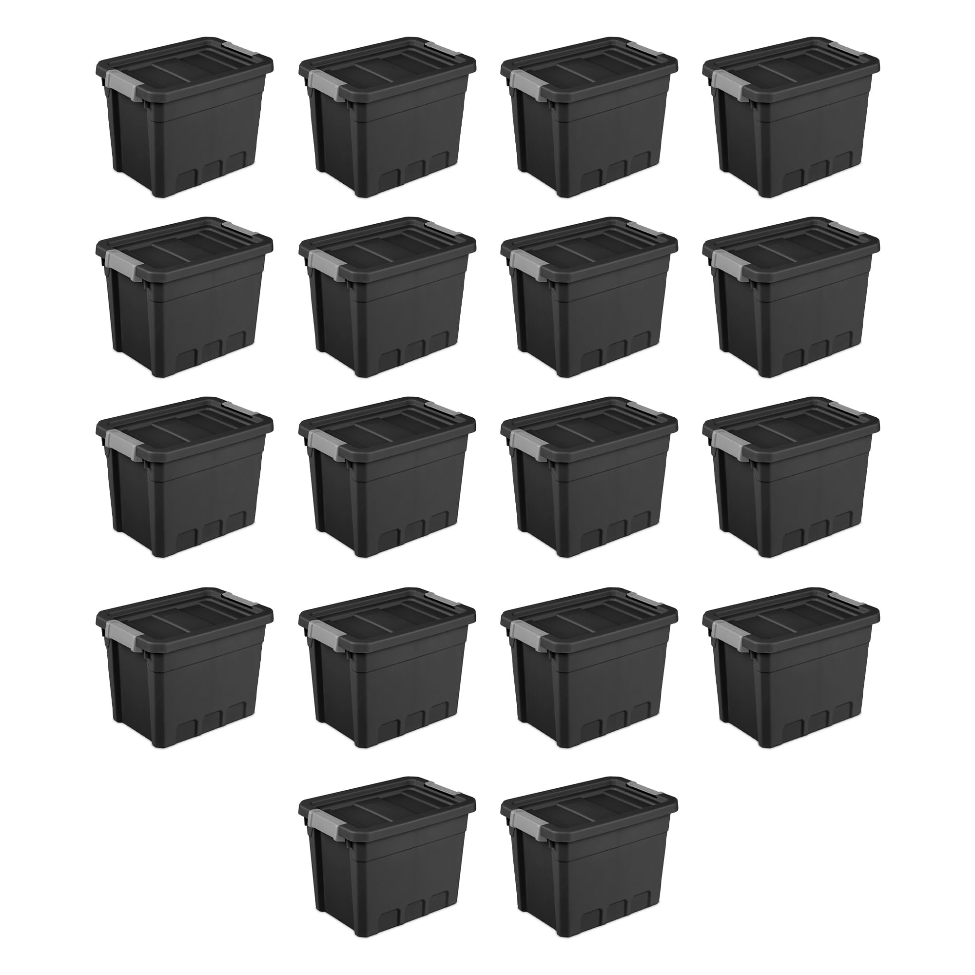 Sterilite 18-Pack 7.5 Gallon Black Plastic Storage Bins with Lids - Stackable Organizing Containers for Home, Office & Garage Storage Solutions