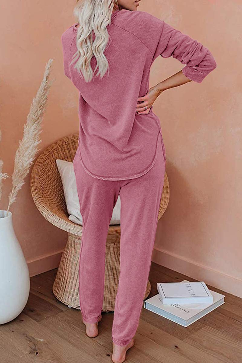 AUTOMET Women's 2-Piece Pajama Set - Cozy Fall Loungewear Sweatsuit with Sweatpants for Sleep, Relaxing at Home & Casual Outings