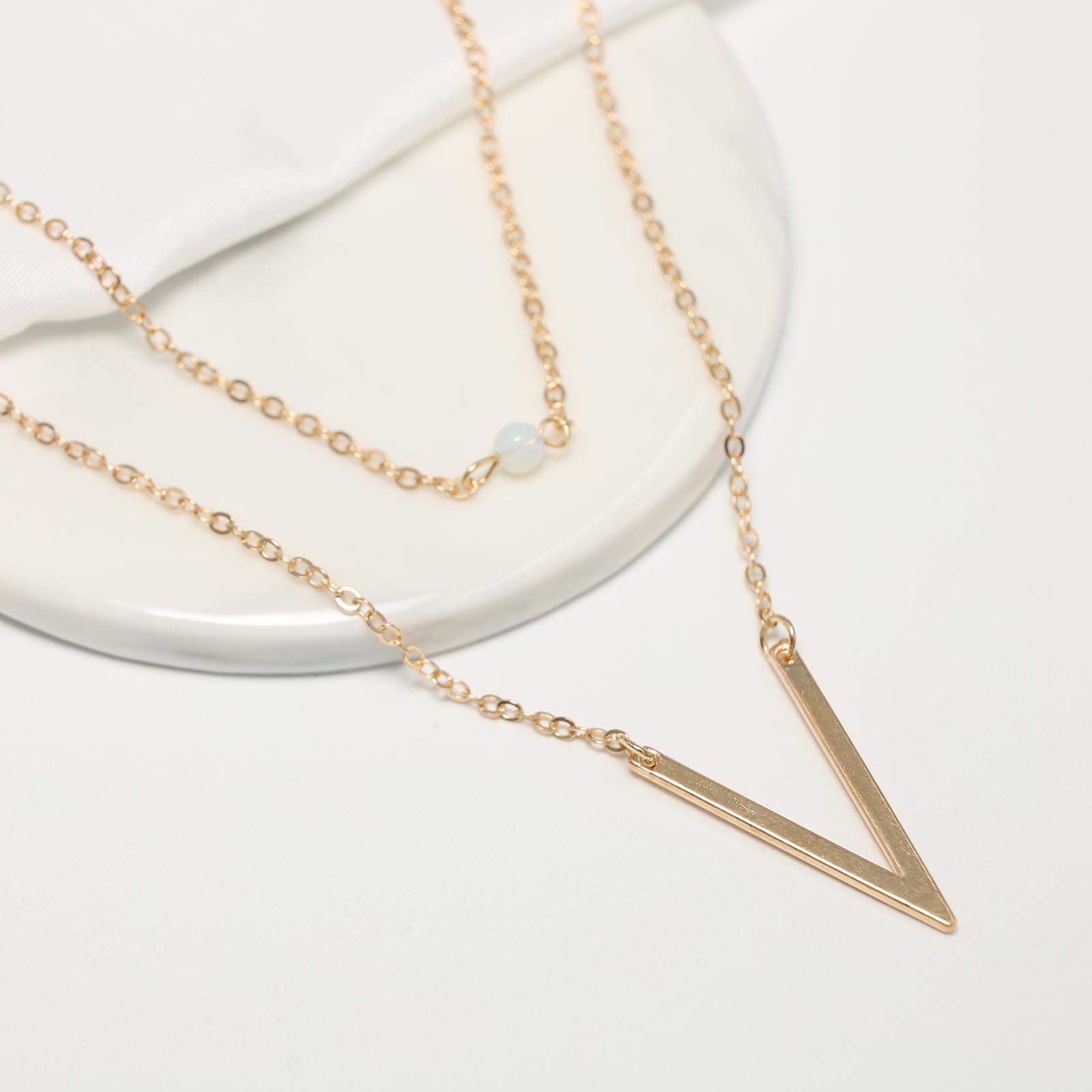 V-Shaped Pendant Necklace for Women - Layered Initial V Necklace Choker with Boho Chain - Elegant Jewelry Gift for Her | Perfect for Everyday Wear, Date Nights & Boho Fashion