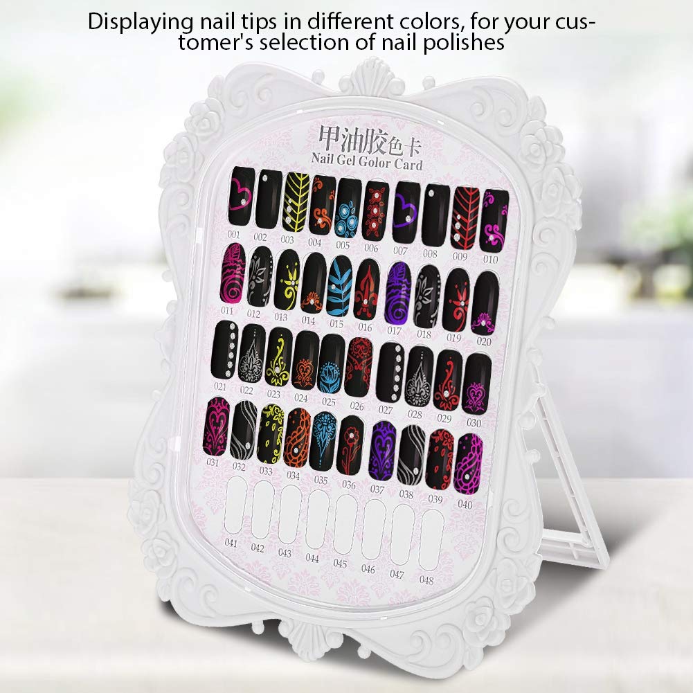48 Colors Nail Gel Polish Display Chart - Professional Nail Polish Organizer Color Card with Flower Design for Salon & DIY Manicure | Perfect for Nail Art Practice, Gel Polish Selection & Salon Display