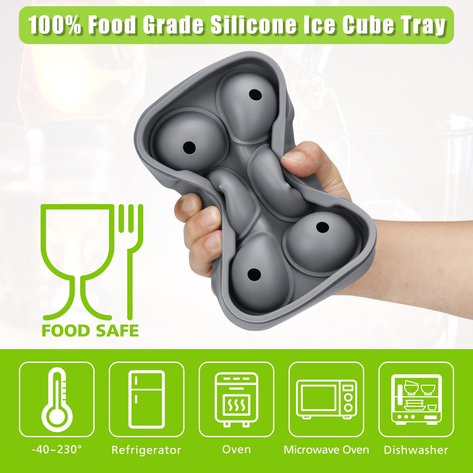 3 Pack Silicone Ice Cube Trays with Lids - Large Round, Sphere & Honeycomb Whiskey Ice Molds - Reusable Freezer Ice Ball Maker for Cocktails, Bourbon & Scotch - Perfect for Home Bars & Entertaining