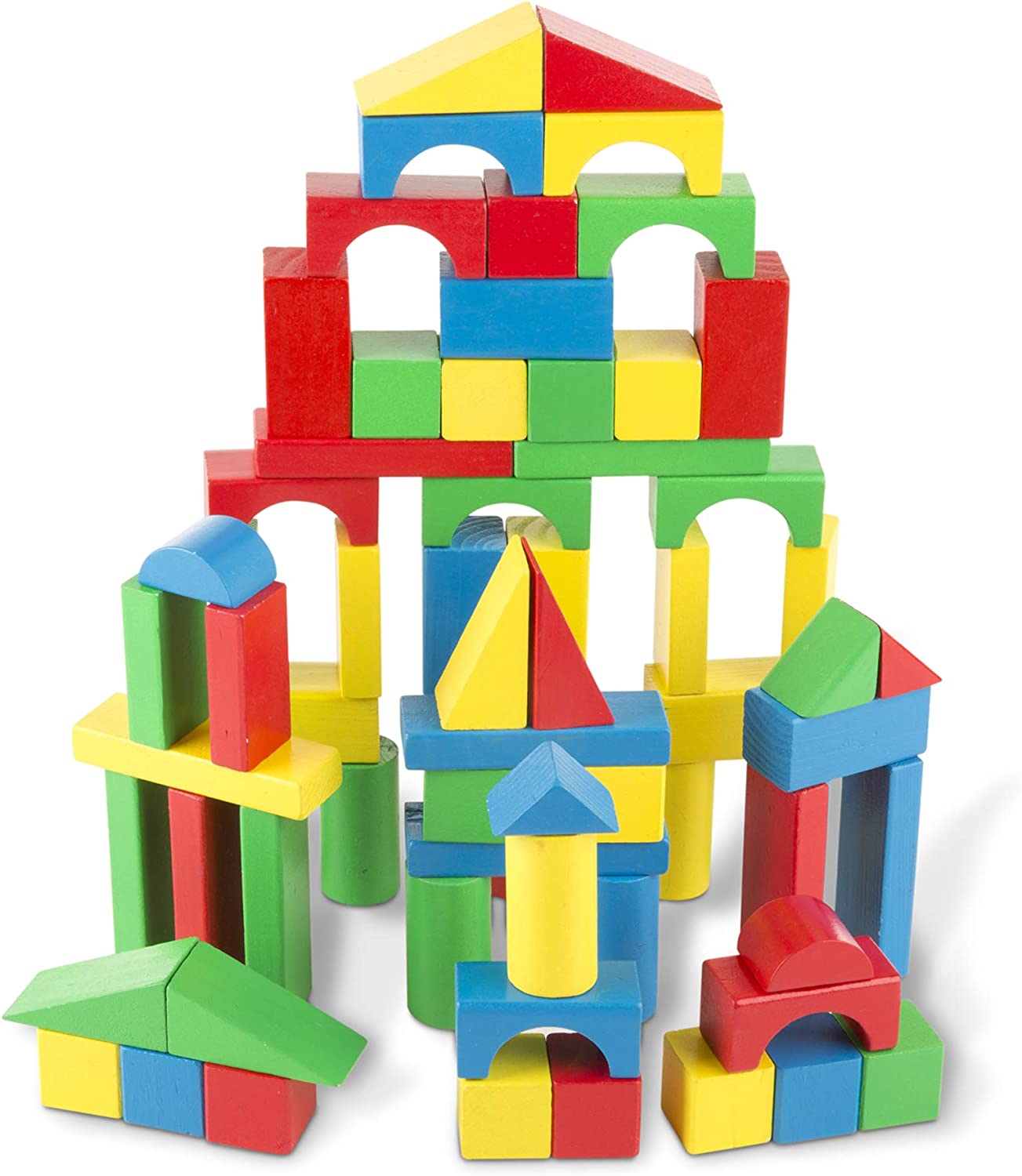 100 Piece Wooden Building Blocks Set for Kids - STEM Educational Toys for Toddlers, Creative Construction Play for Preschool Learning & Indoor Activities