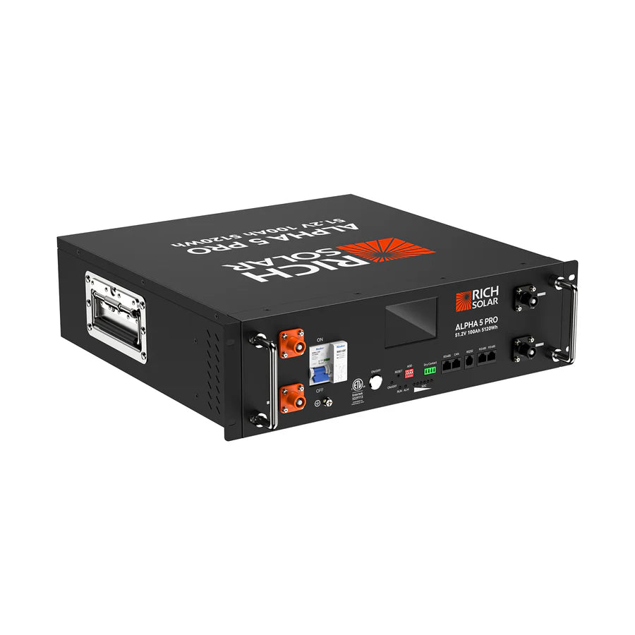 Rich Solar ALPHA 5 PRO 51.2V 100Ah LiFePO4 Lithium Iron Phosphate Battery - High Performance Deep Cycle Battery for Solar Energy Storage, RV, Marine & Off-Grid Power Systems