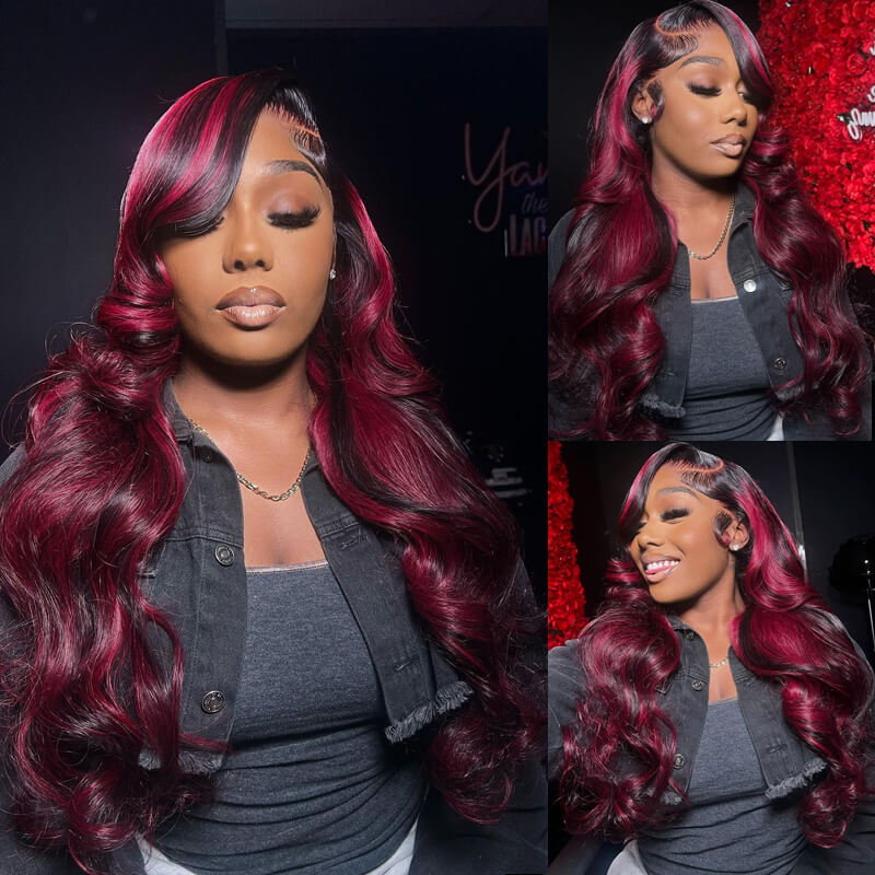 Eullair Body Wave Balayage Highlights Lace Front Wig - Rose Pink, Blue, Green Ombre Human Hair - Perfect for Cosplay, Parties & Daily Wear | @queenleora Recommended