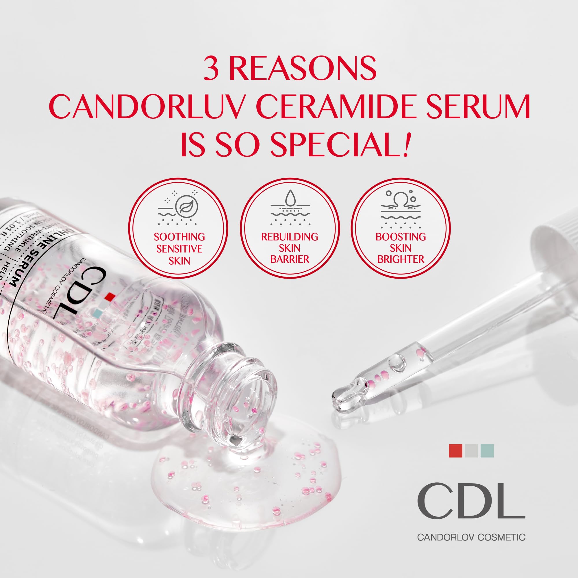 Ceramide Serum with Glutathione & Dragon Blood - Anti-Aging Hydration for Sensitive Acne-Prone Skin | Korean Skincare for Men & Women | Calms Irritation & Firms Skin | K-Beauty (1.01 fl.oz) - Perfect for Nighttime Routine & Post-Sun Care
