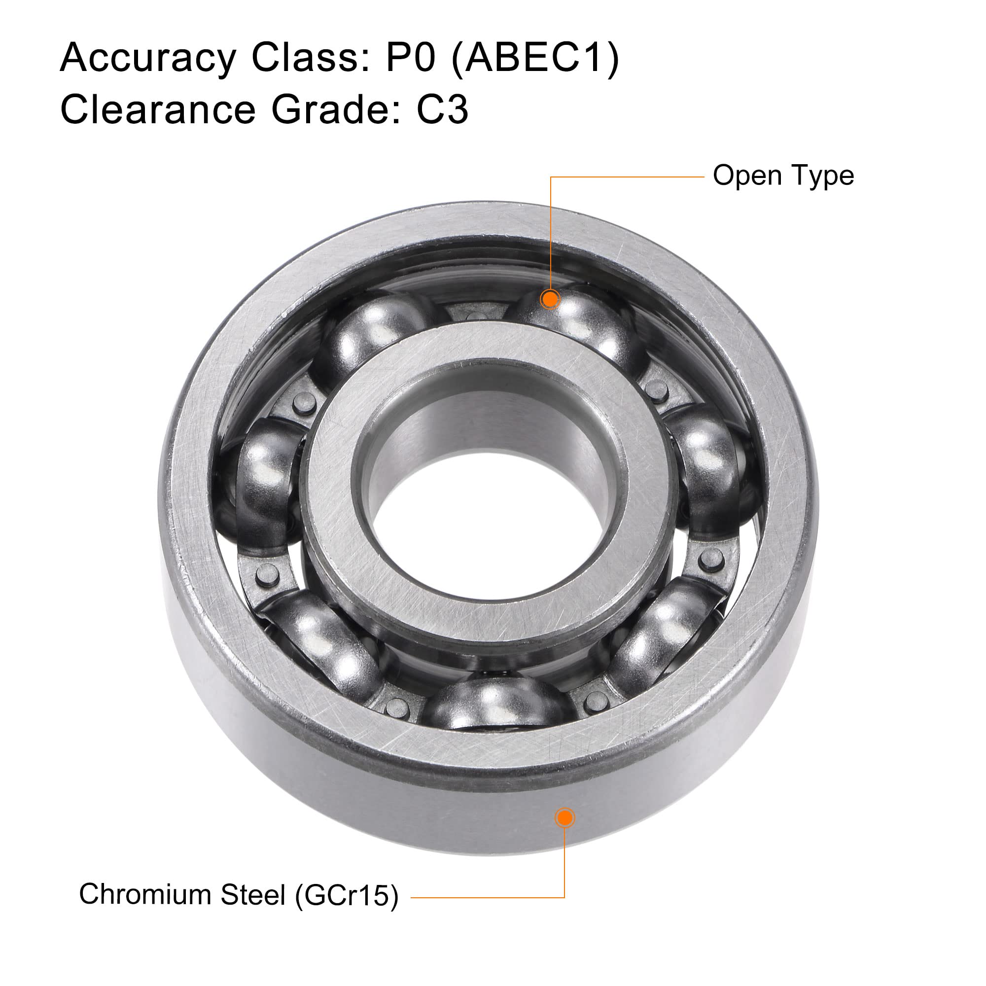 uxcell 6303 Deep Groove Ball Bearings 17mm x 47mm x 14mm, C3 Clearance Open Type Chrome Steel (4 Pack) - Perfect for Industrial Machinery, Automotive Parts, and DIY Projects