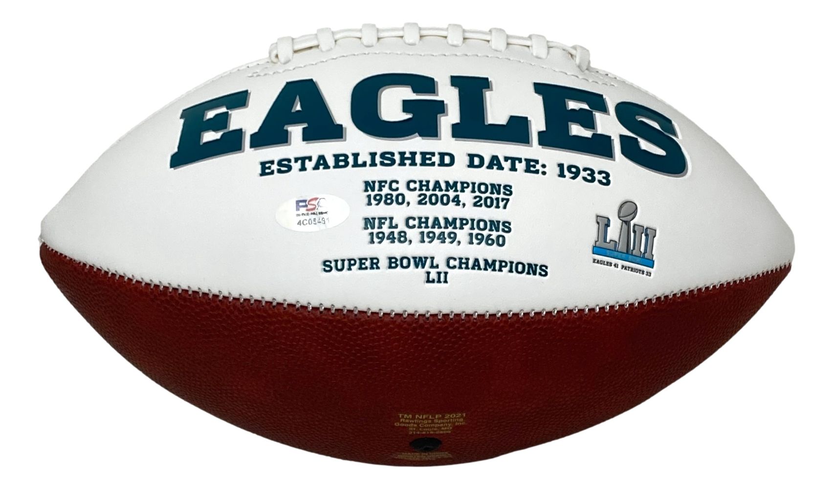 Nakobe Dean Autographed Philadelphia Eagles Logo Football with PSA/DNA Certification & Super Bowl 59 Display Case - Perfect for Eagles Fans, Sports Memorabilia Collectors, and Game Room Decor