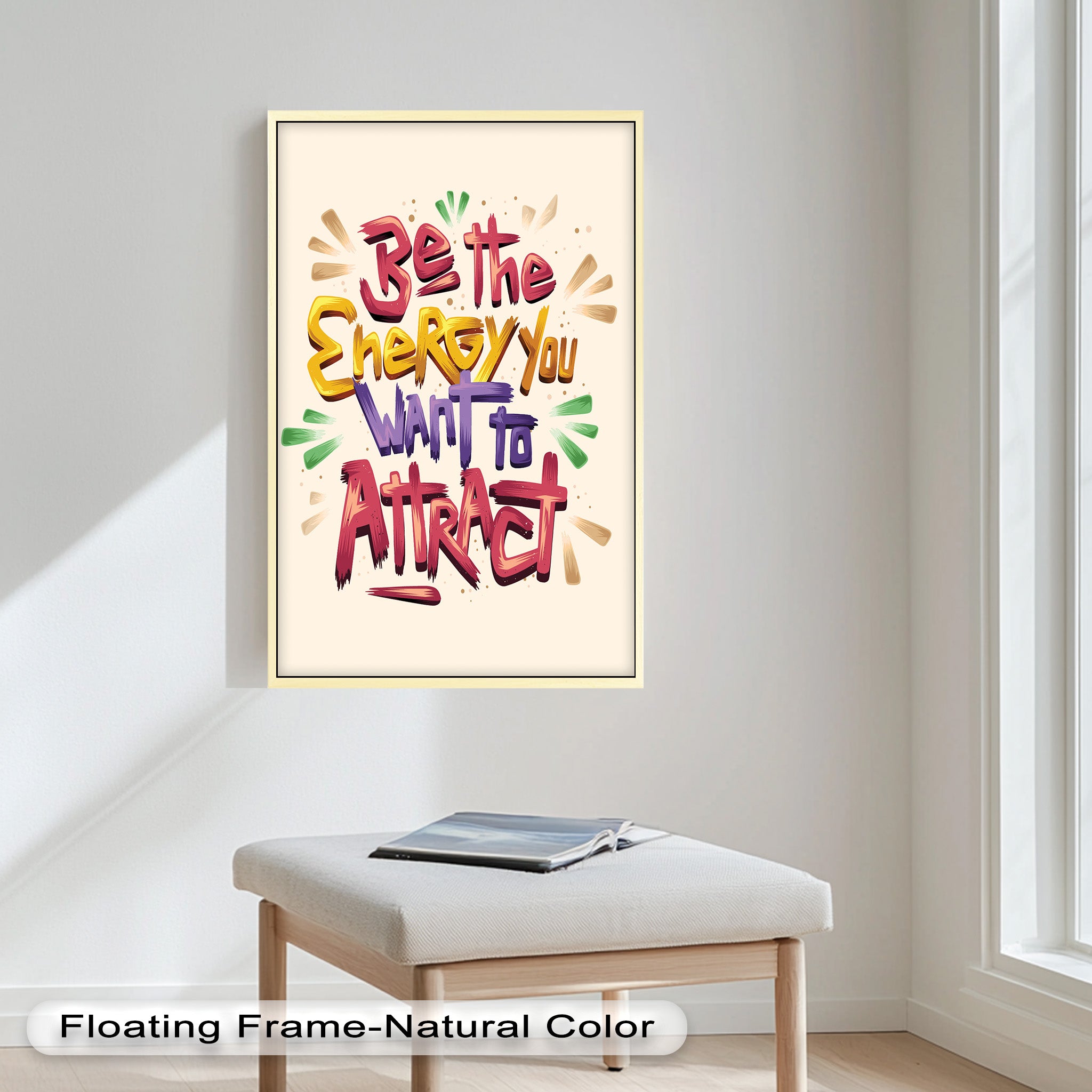 Inspirational Oil Painting - Be the Energy You Want to Attract - Motivational Wall Art for Home, Office & Meditation Space