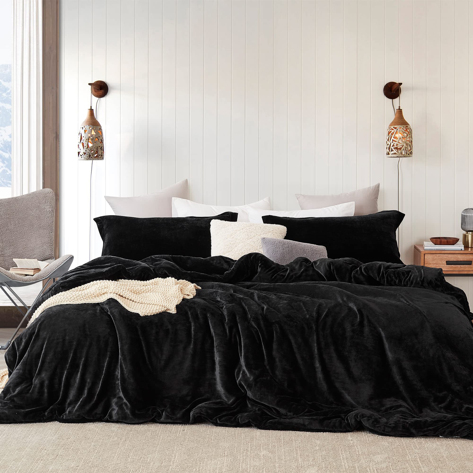 Byourbed Coma Inducer® Oversized Queen Comforter - Ultra Plush Black Bedding Set for Luxurious Sleep | Perfect for Cold Nights & Cozy Bedrooms