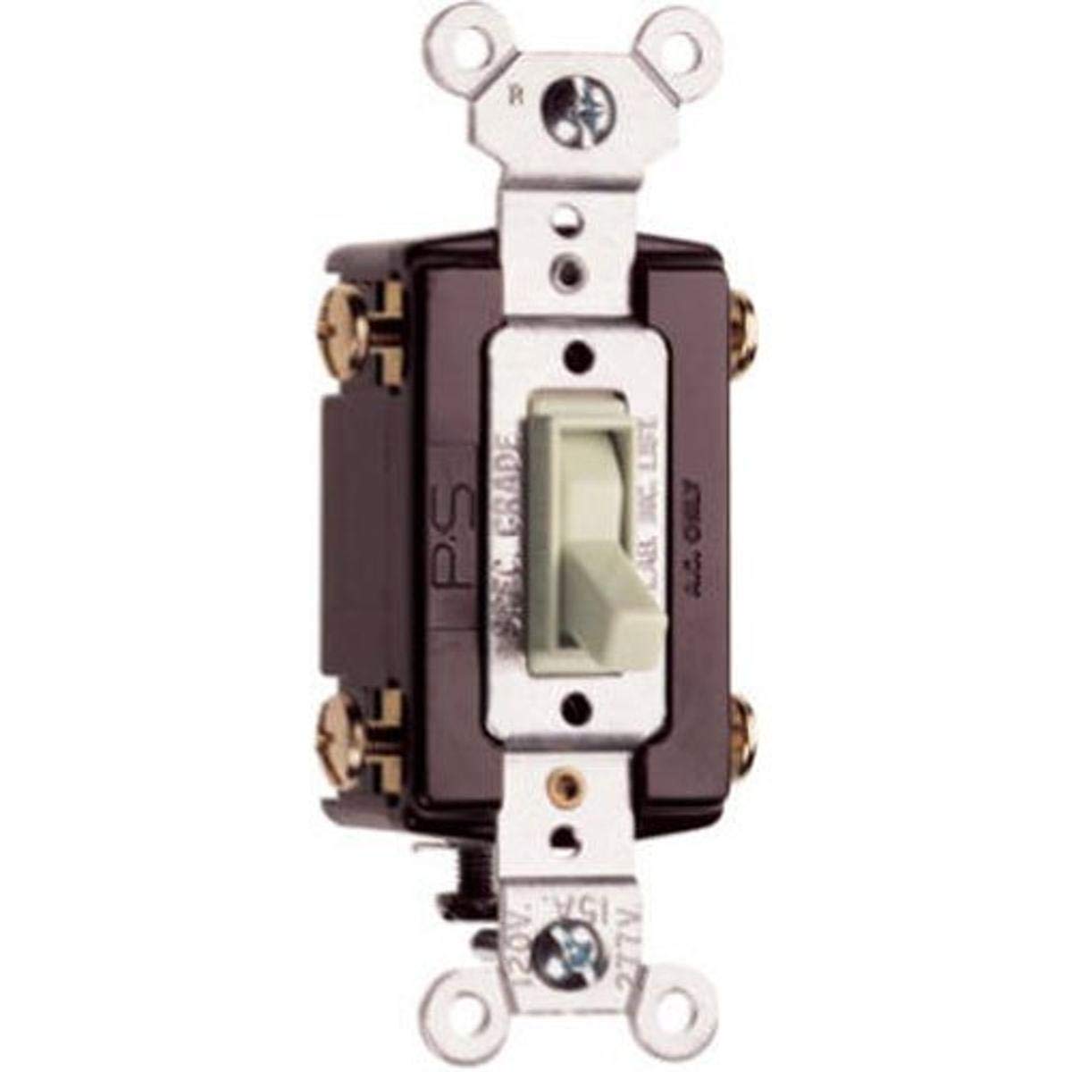 Legrand Pass & Seymour 664LAGCC12 Trademaster 15 Amp 4-Way Toggle Light Switch - Residential Grade, Light Almond (1 Pack) - Perfect for Home Lighting Control in Bedrooms, Hallways & Living Rooms