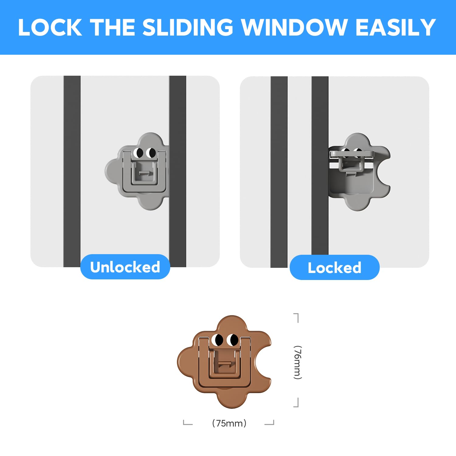 2-Pack Sliding Door Child Safety Locks - No Drill Baby & Pet Proof Window Locks for Sliding Glass Doors & Closets - Secure Home Childproofing Solution for Families with Toddlers or Pets (Ideal for Bedrooms, Bathrooms & Patio Doors)