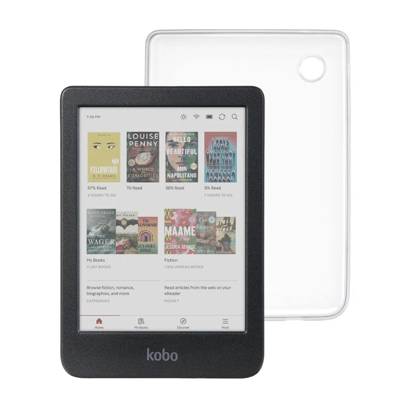 Kobo Clara Colour E-Reader - Black with Clear Transparent Case - Perfect for Reading eBooks, Travel & Gifts