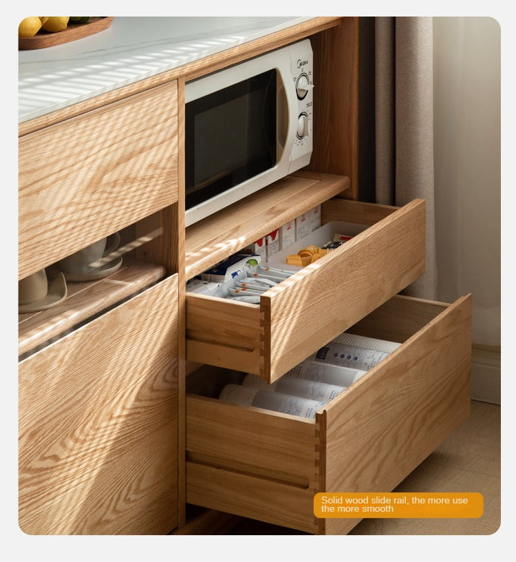 Modern Oak Solid Wood Sideboard Buffet Cabinet - Stylish Storage for Dining Room, Living Room & Entryway