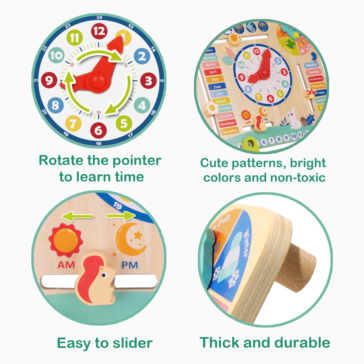 TOOKYLAND Montessori Wooden Learning Toys - Kids Daily Calendar & Clock for Toddlers Ages 3+ | Educational Gifts for Preschoolers | Perfect for Homeschooling & Early Childhood Development