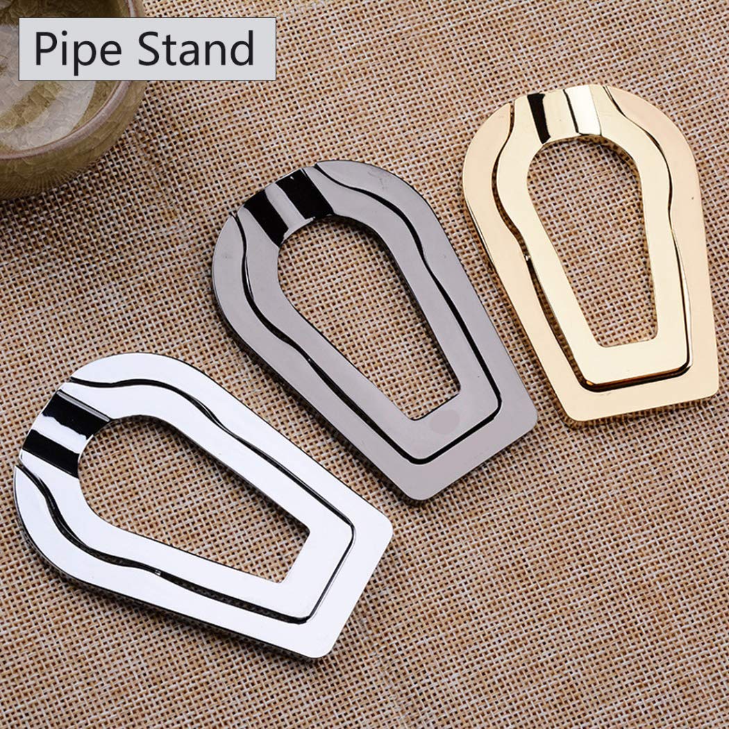 Premium Stainless Steel Foldable Pipe Stand Holder - Portable Cigar & Tobacco Pipe Rack Organizer Kit (Silver) - Perfect for Travel, Home Use & Smoking Enthusiasts