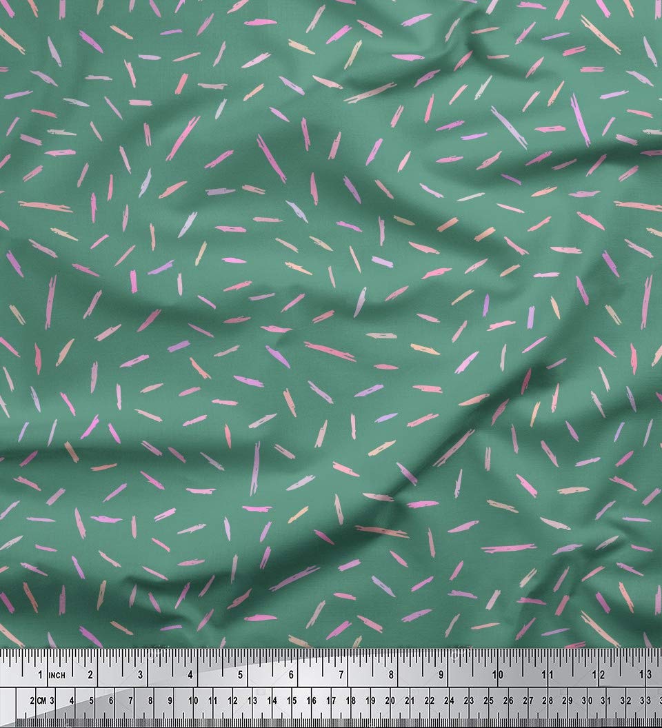 Soimoi Moss Green Georgette Fabric by The Yard - 42 Inch Wide - Brush Stroke Abstract Printed Textile for Dresses, Scarves & Home Decor - Artistic & Expressive Design for Fashion & Interior Design Projects