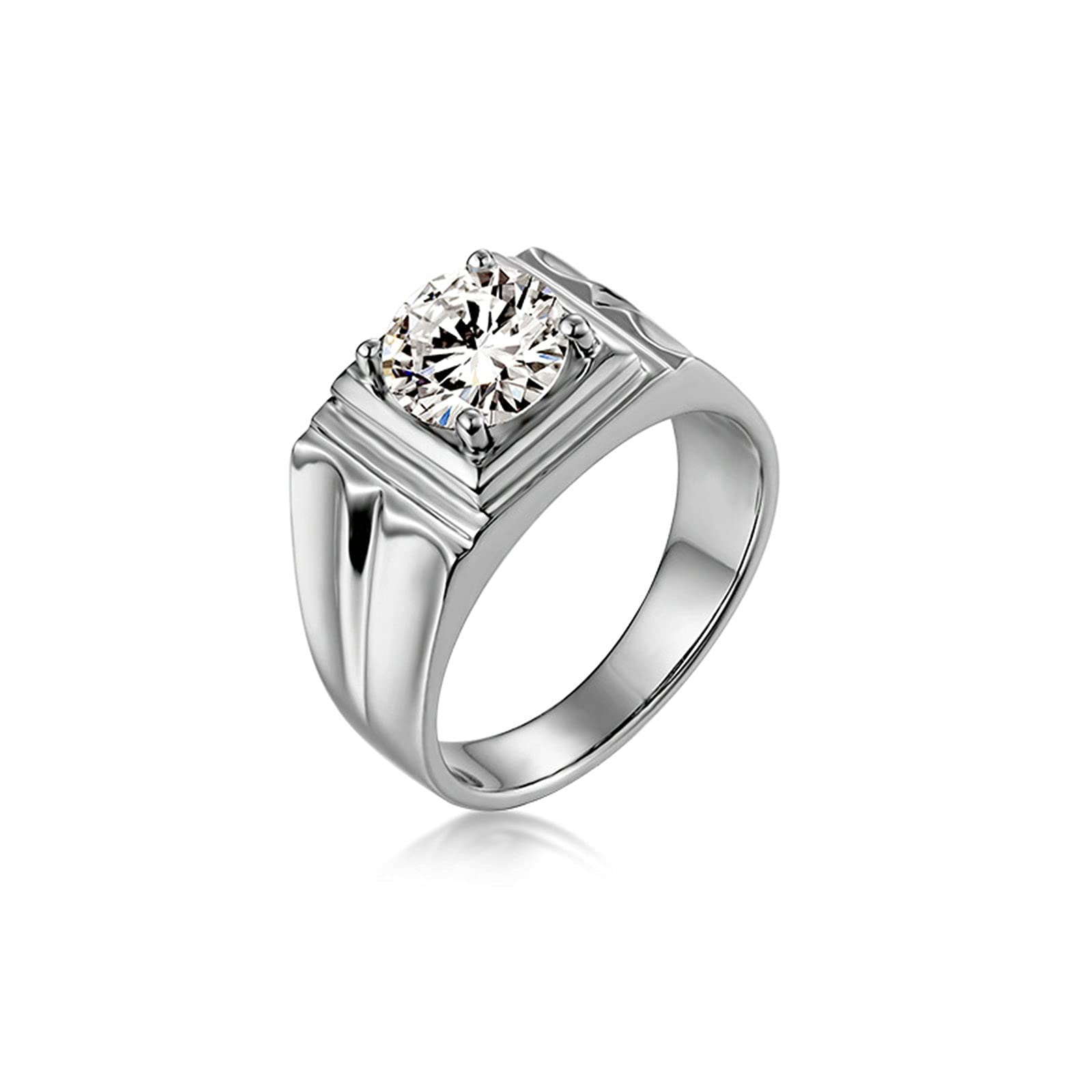 Men's Wedding Rings - Sterling Silver Moissanite Engagement Bands for Men (Sizes 4-11) | Perfect for Proposals, Anniversaries & Everyday Wear