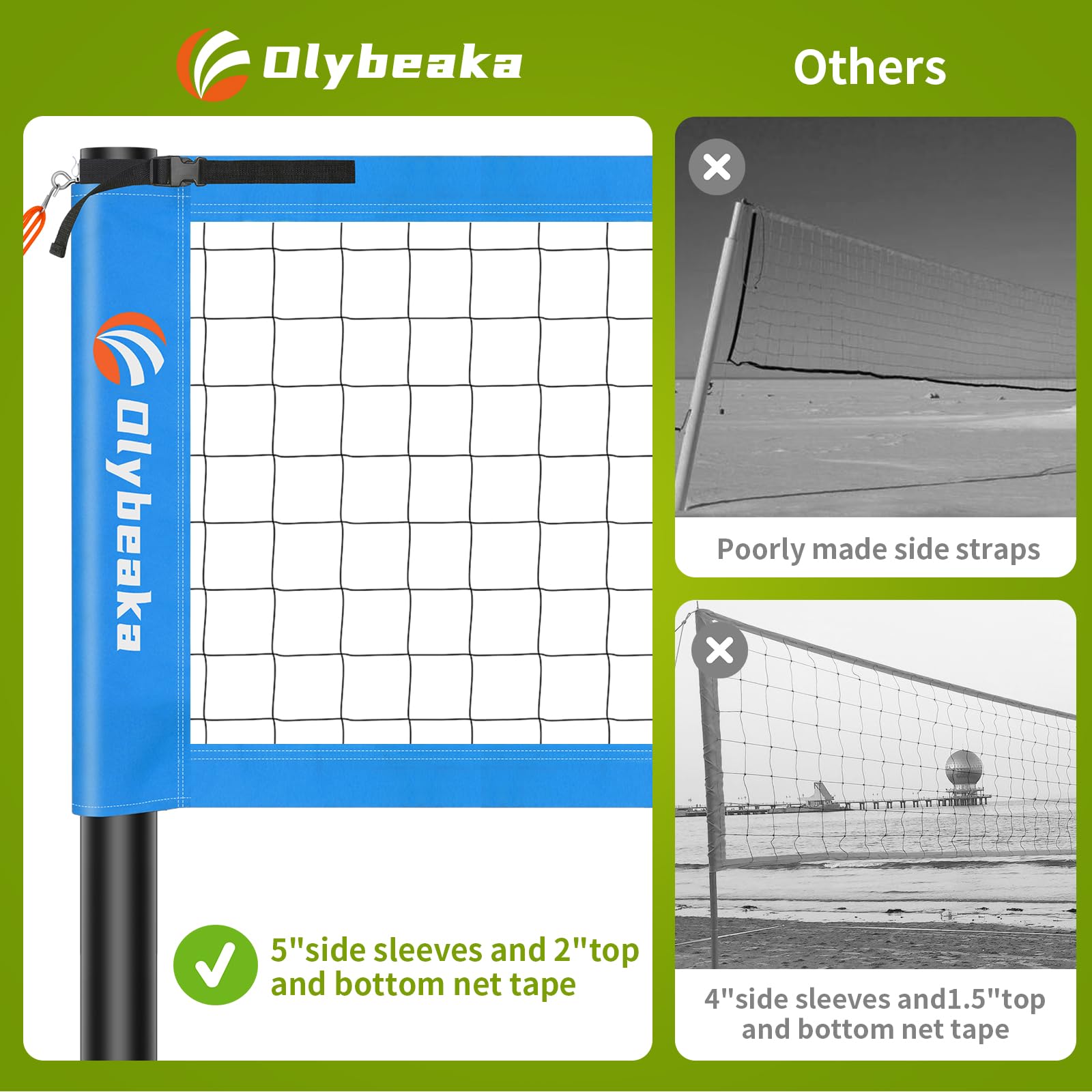 Premium Outdoor Volleyball Net Set - Adjustable Height Rust-Resistant Poles, 32ft Heavy-Duty Anti-Sag Net, Includes PU Volleyball, Air Pump, Carry Bag & Boundary Lines - Perfect for Backyard, Beach & Park Games